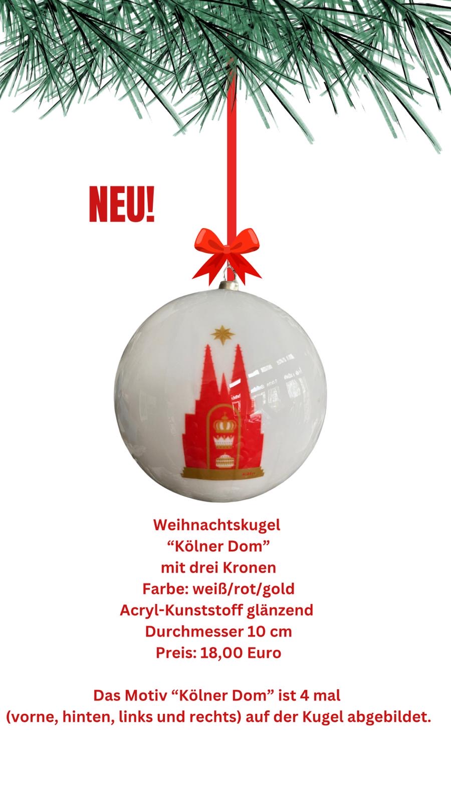 Weihnachtskugel "Kölner Dom" mit drei Kronen