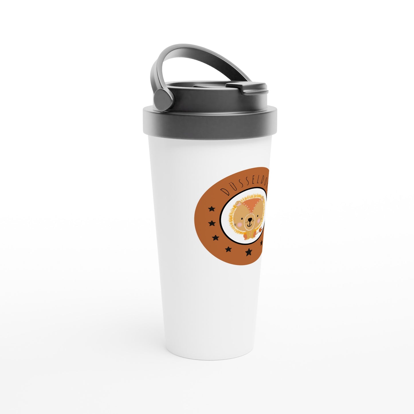 Düsseldorf Kleiner Löwe- Weißer Edelstahl-Reisebecher (15oz)