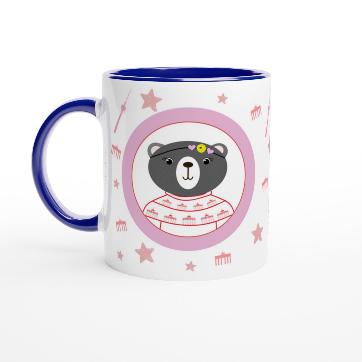 Berlin Kleine Bärin - Weiße Keramiktasse 11oz mit Farbe an der Innenseite