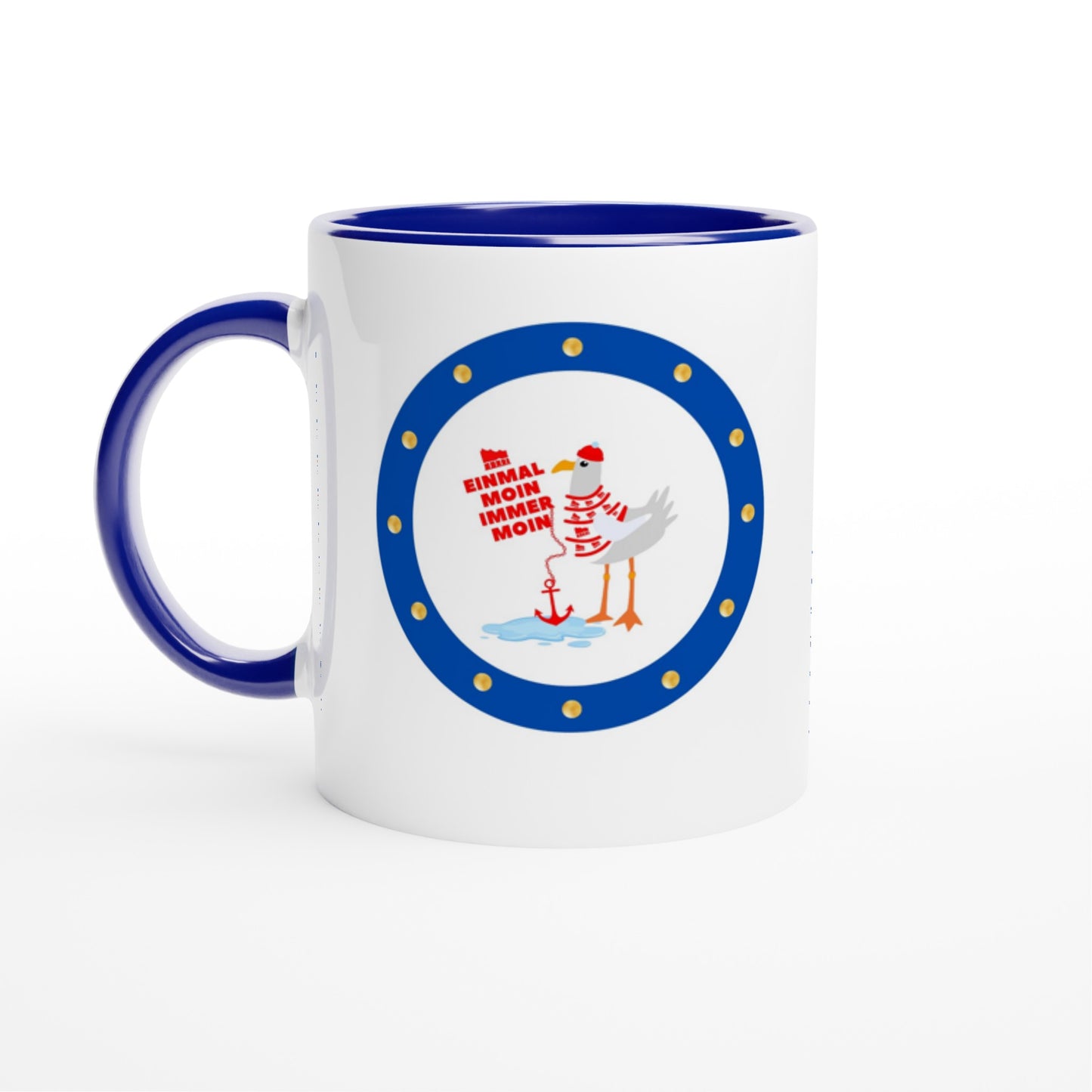 Weiße Keramiktasse 11oz mit Farbe an der Innenseite