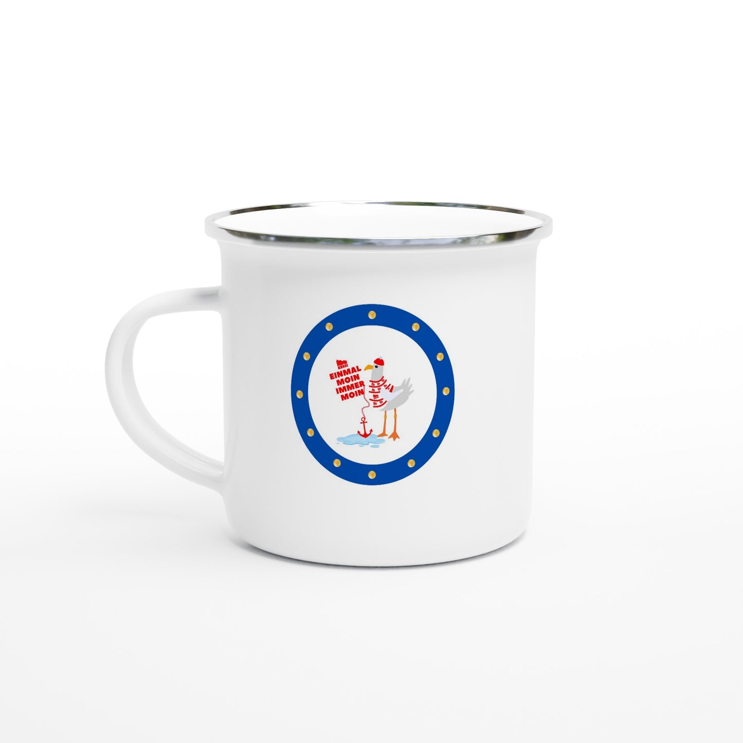 Weiße Emaille-Tasse (12oz)