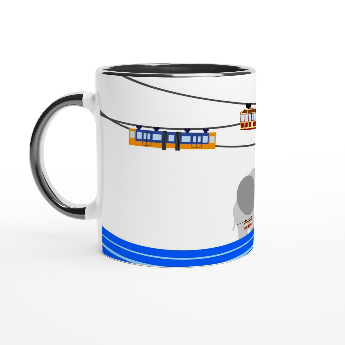 Weiße Keramiktasse 11oz mit Farbe an der Innenseite