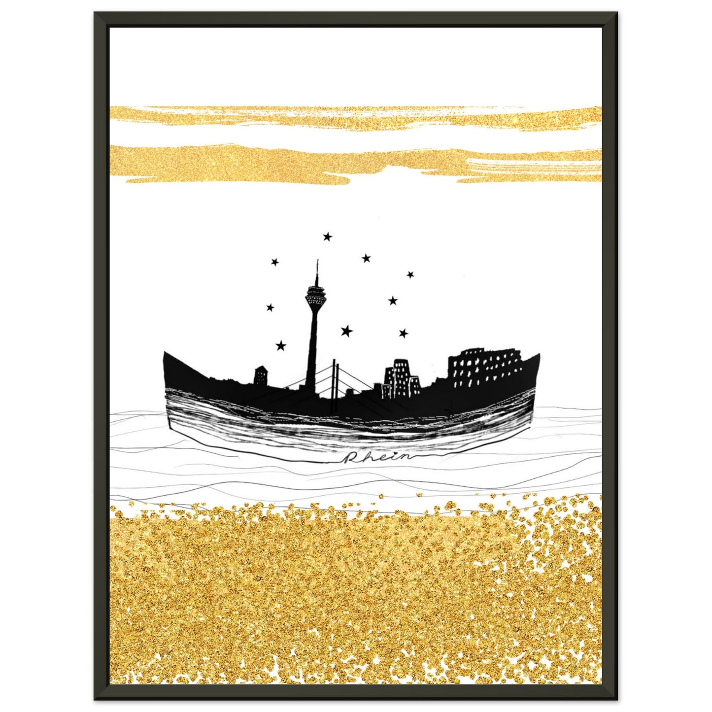 Düsseldorf Premium-Poster aus mattem Papier mit Metallrahmen