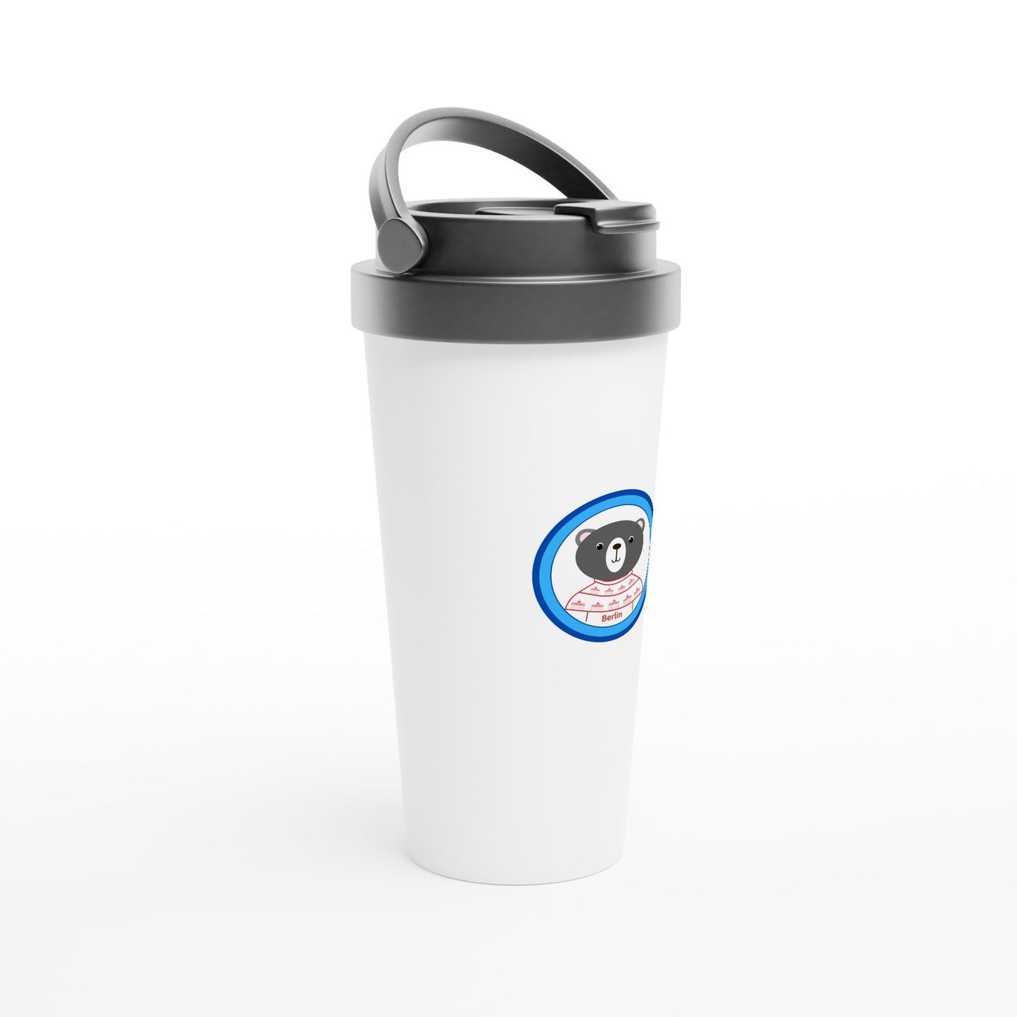 Berlin Kleiner Bär Weißer Edelstahl-Reisebecher (15oz)