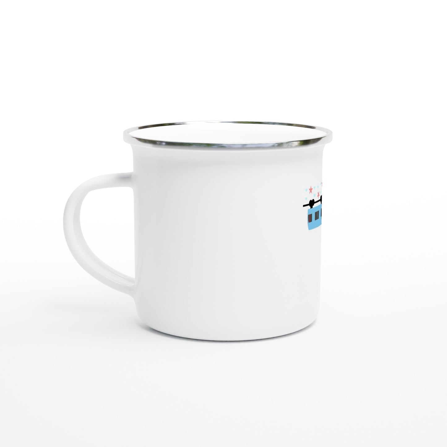 „Blaue Schwebebahn mit Sternen“ Emaille-Tasse (12oz)