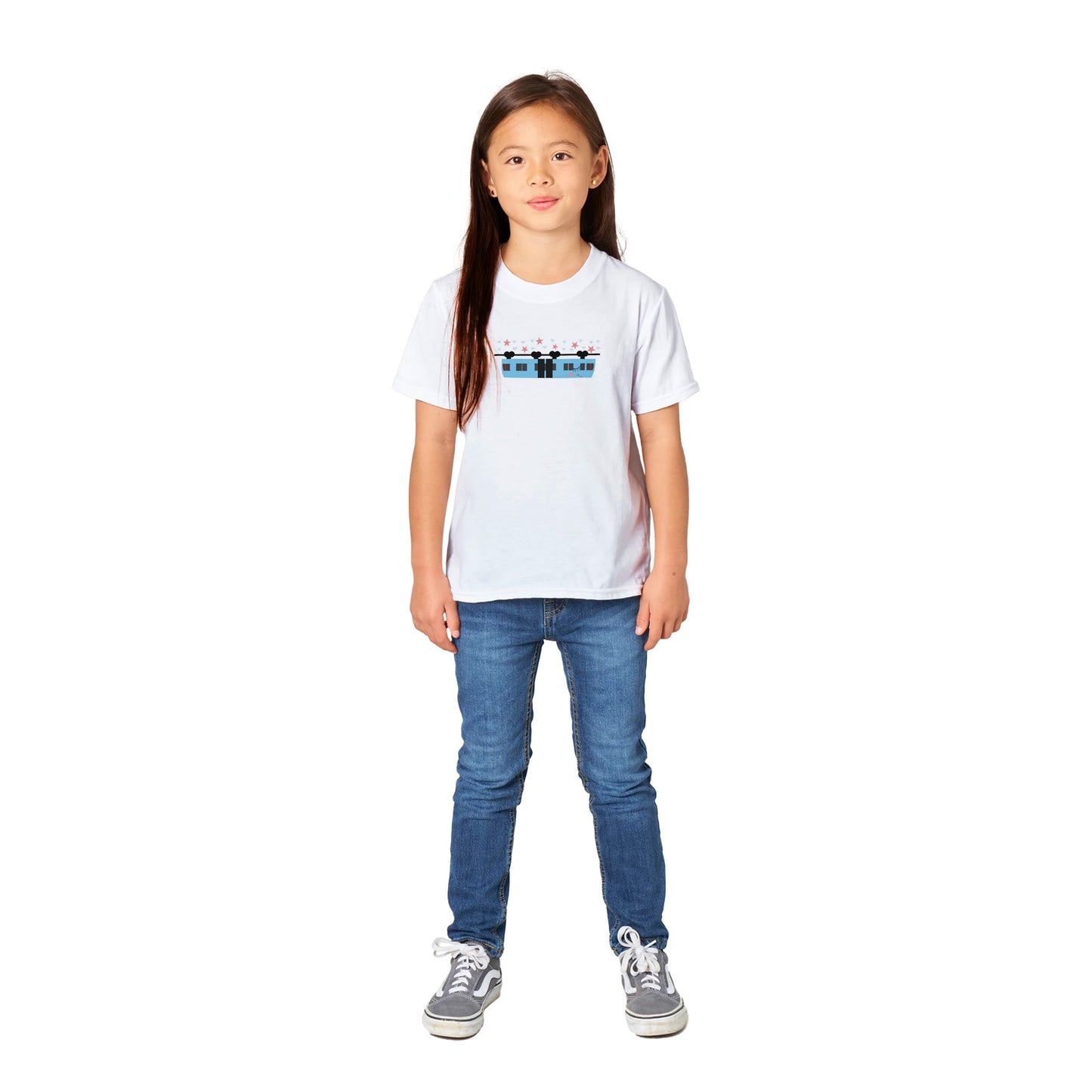 Wuppertal „Blaue Schwebebahn - Mädchen“ Klassisches Kinder-T-Shirt mit Rundhalsausschnitt