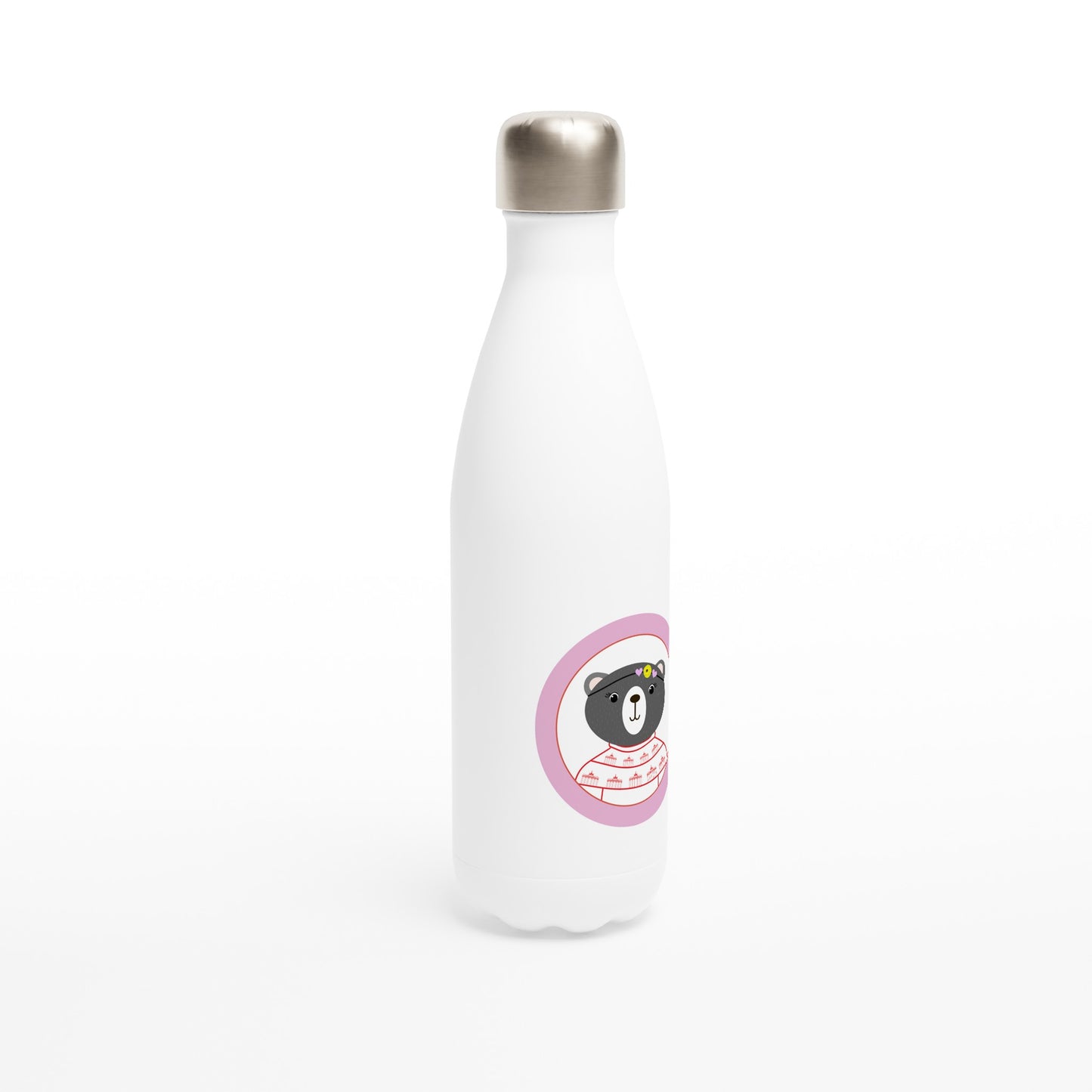 Berlin Kleine Bärin Weiße Edelstahl-Wasserflasche (17oz)