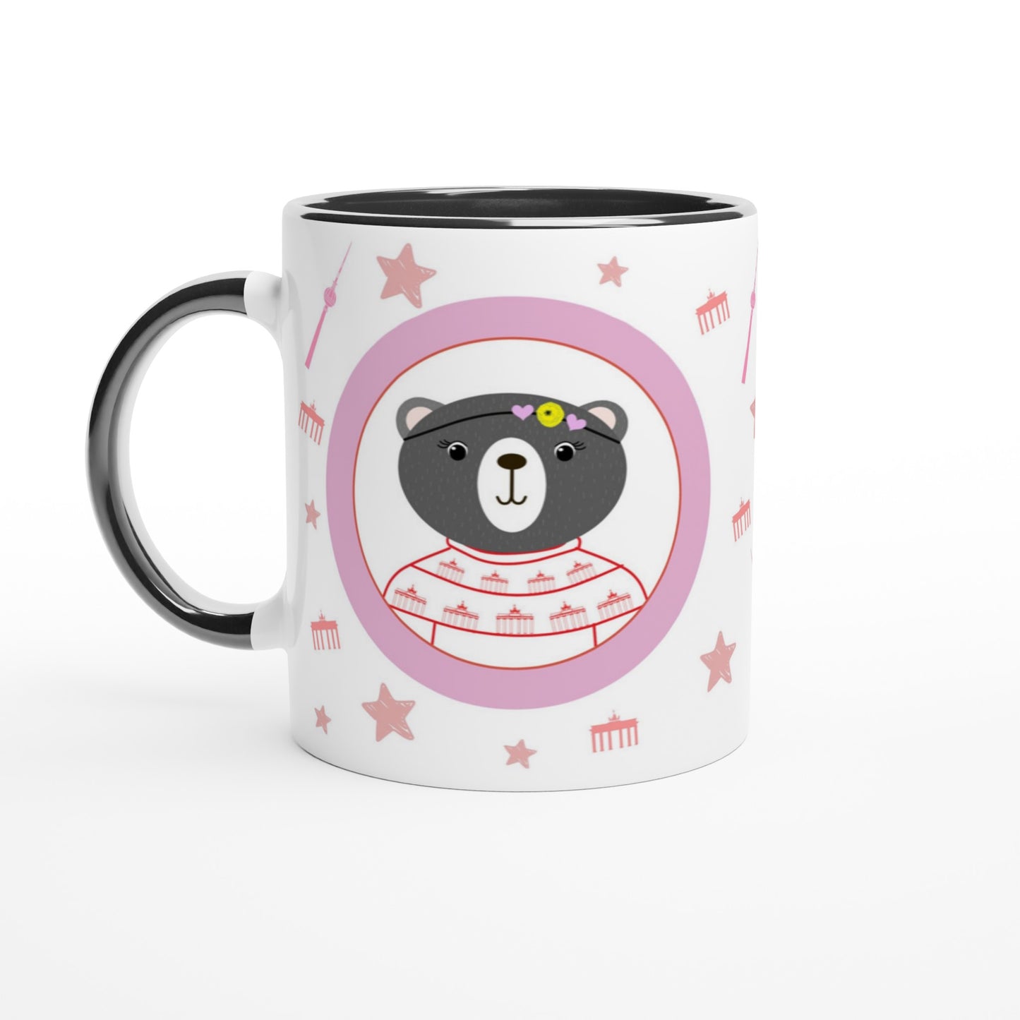 Berlin Kleine Bärin - Weiße Keramiktasse 11oz mit Farbe an der Innenseite