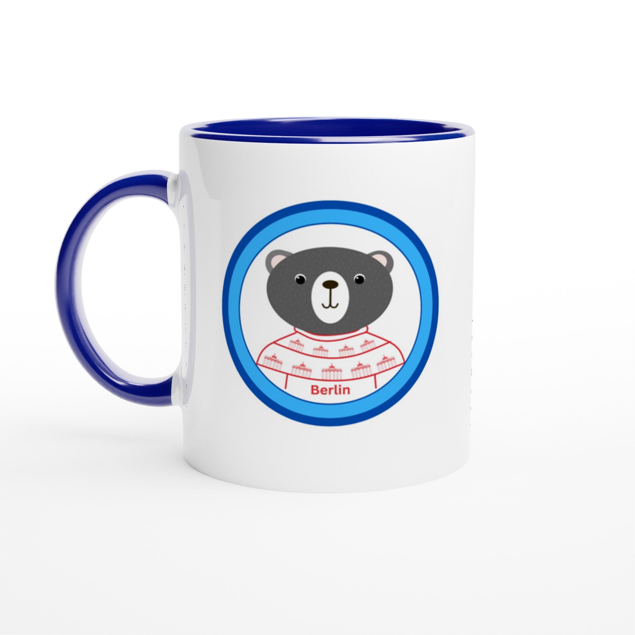 Berlin Kleiner Bär Weiße Keramiktasse 11oz mit Farbe an der Innenseite