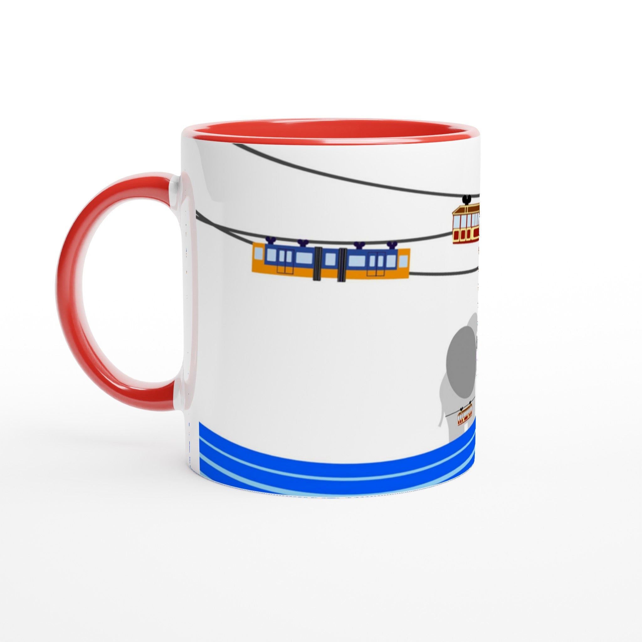 Weiße Keramiktasse 11oz mit Farbe an der Innenseite