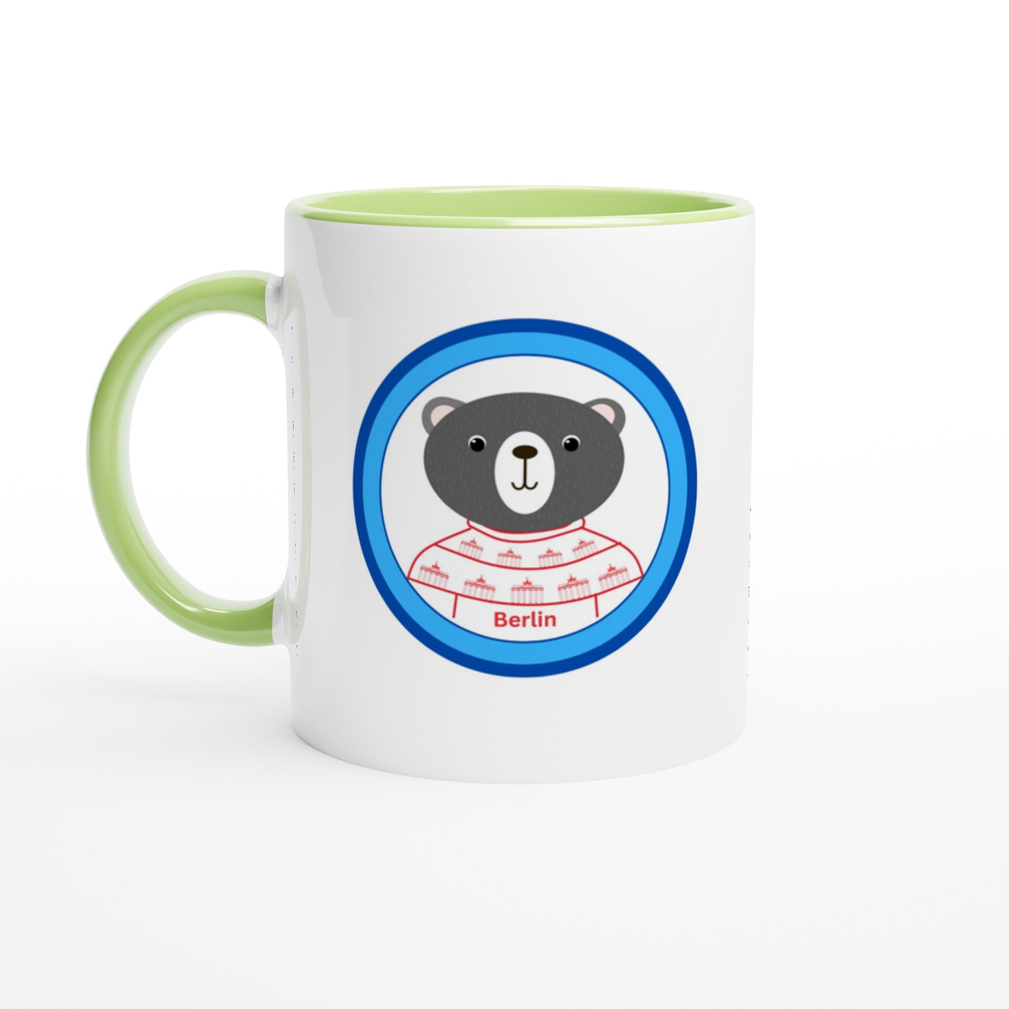 Berlin Kleiner Bär Weiße Keramiktasse 11oz mit Farbe an der Innenseite