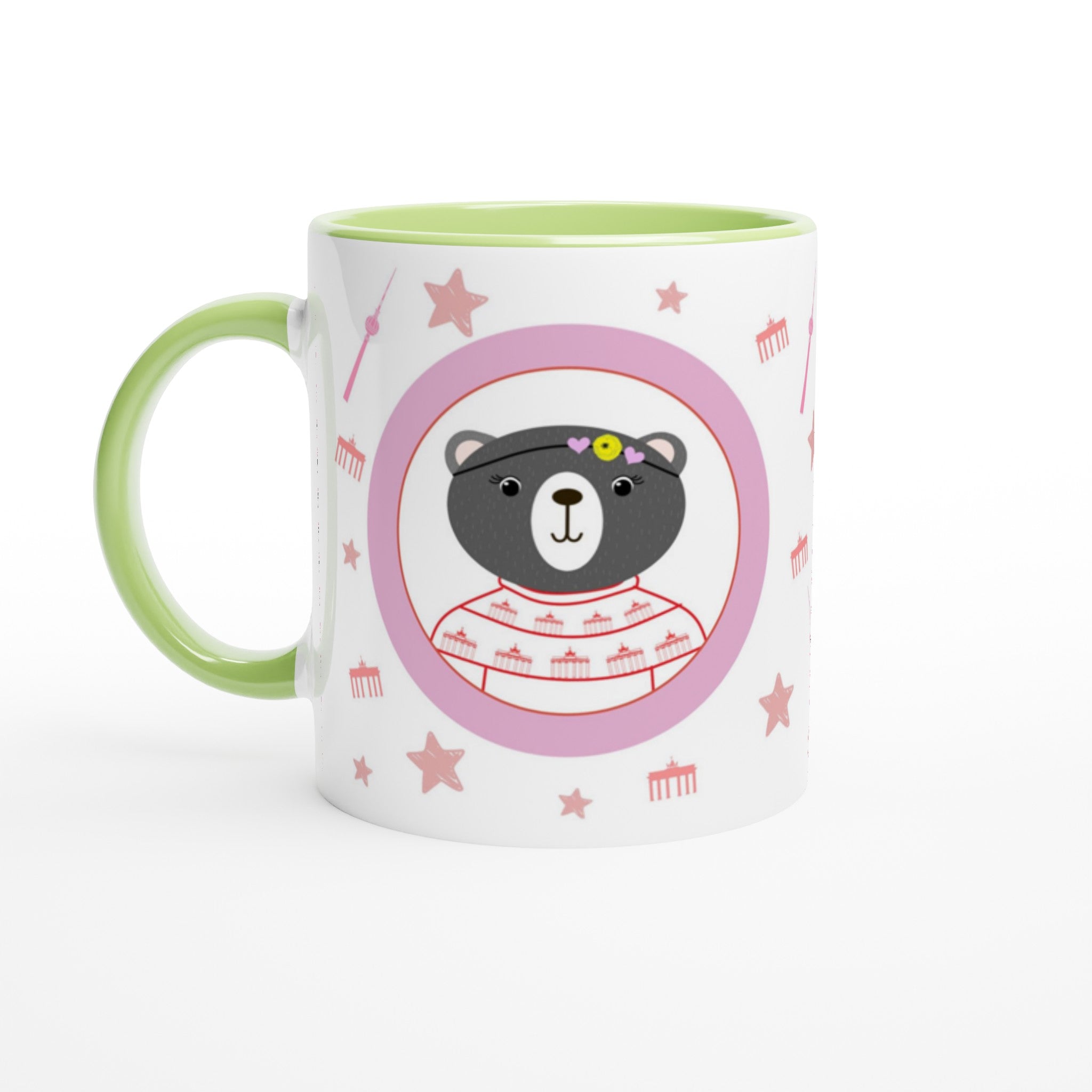 Berlin Kleine Bärin - Weiße Keramiktasse 11oz mit Farbe an der Innenseite