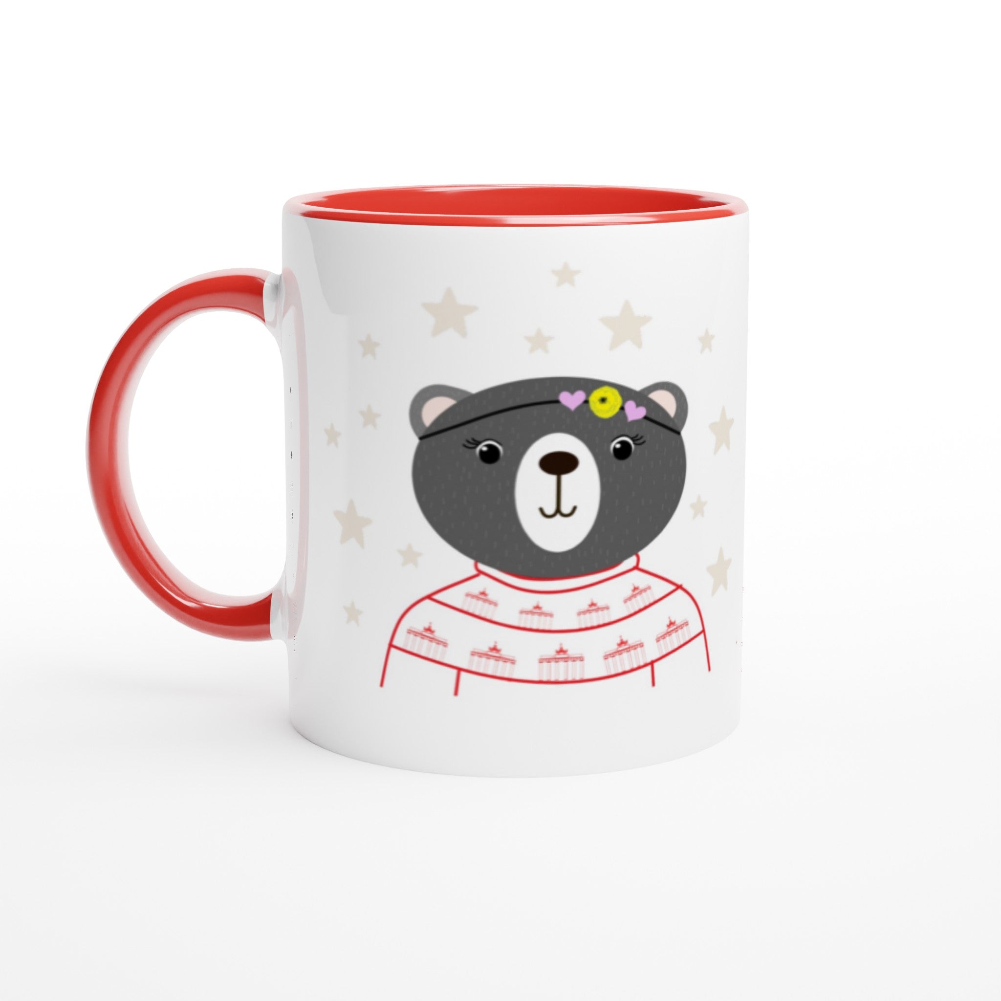 Berlin Kleine Bärin - Weiße Keramiktasse 11oz mit Farbe an der Innenseite