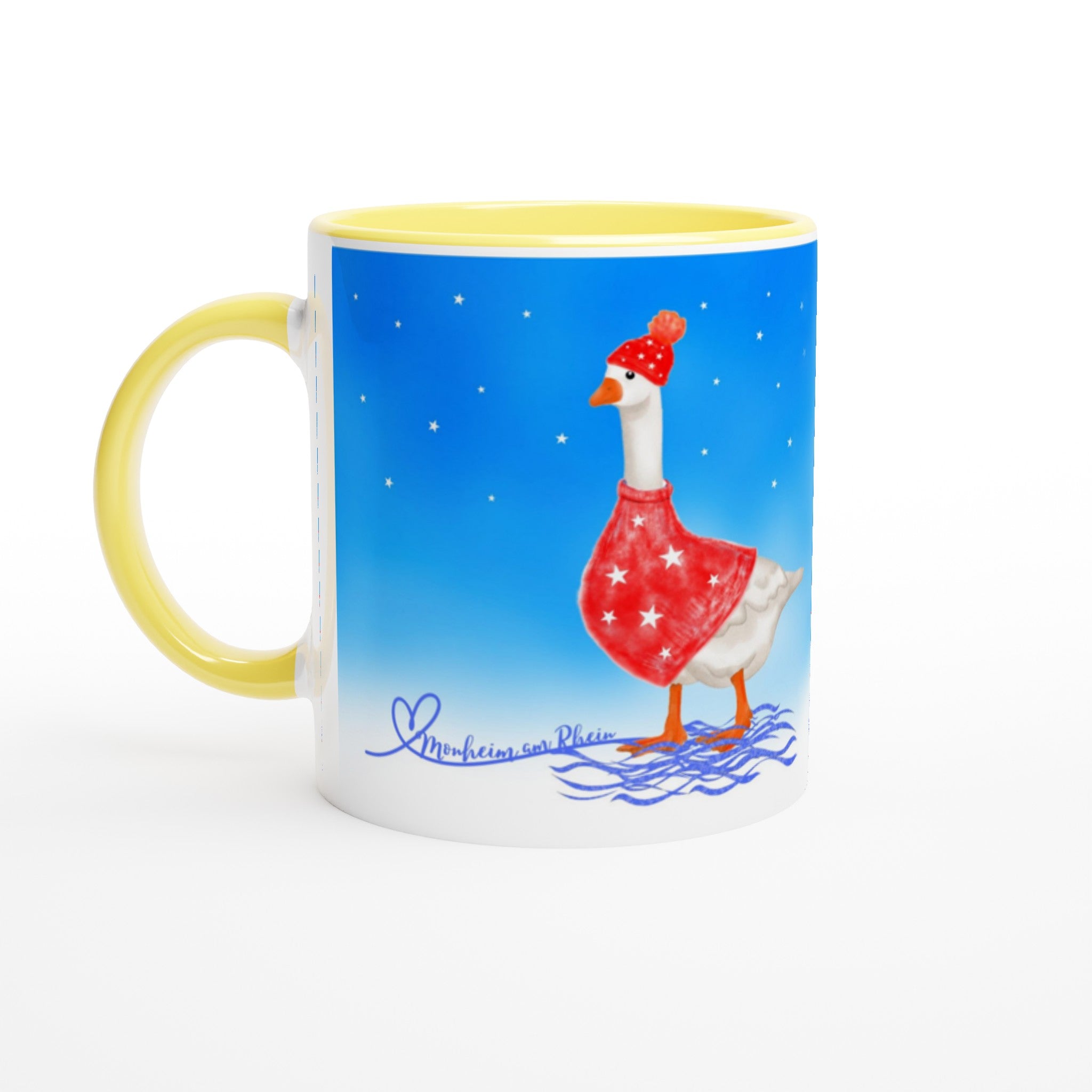 Weiße Keramiktasse 11oz mit Farbe an der Innenseite