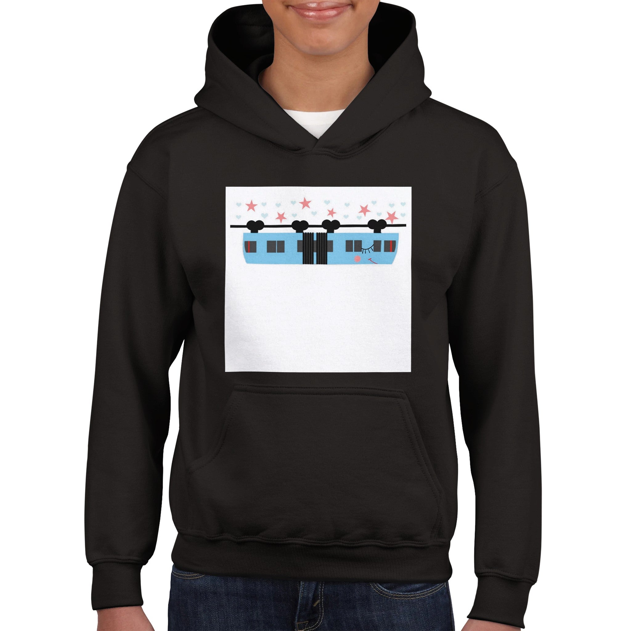 Klassischer Kinder-Hoodie Schwebebahn Blau