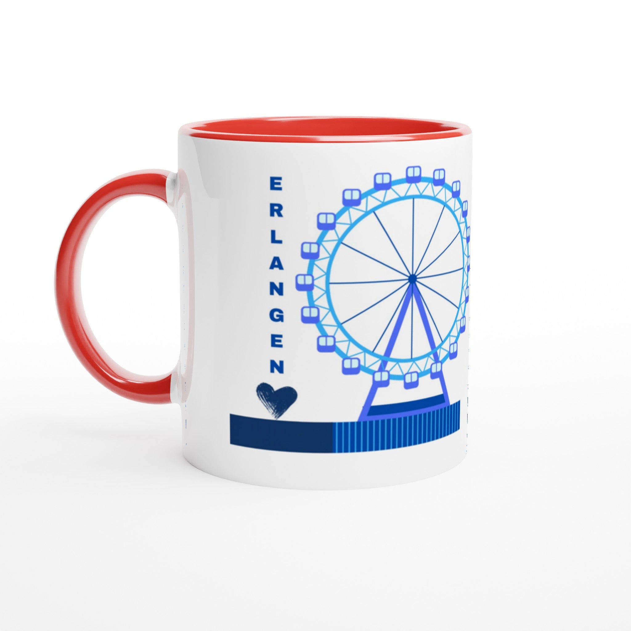 Erlangen Weiße Keramiktasse 11oz mit Farbe an der Innenseite