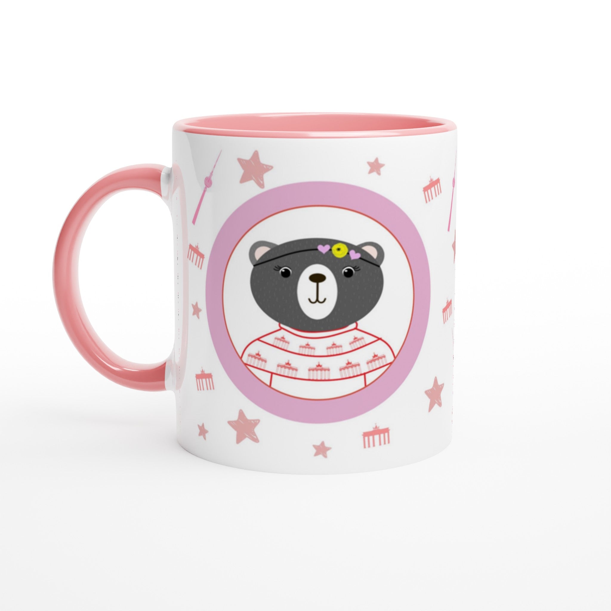 Berlin Kleine Bärin - Weiße Keramiktasse 11oz mit Farbe an der Innenseite