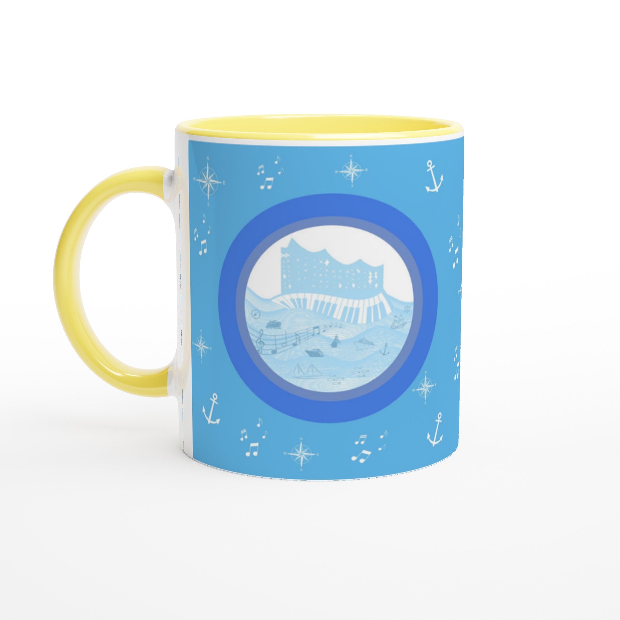 Elbphilharmonie Hamburg Weiße Keramiktasse 11oz mit Farbe an der Innenseite