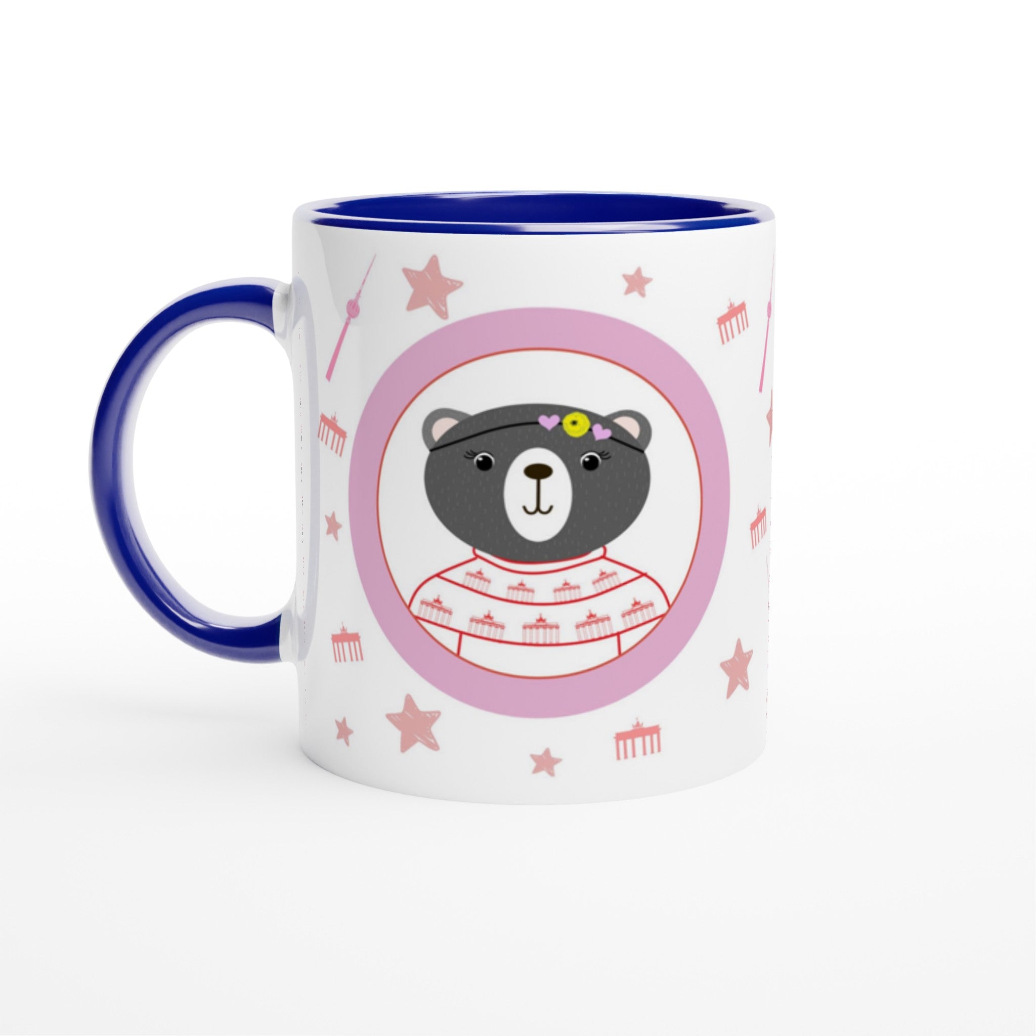 Berlin Kleine Bärin - Weiße Keramiktasse 11oz mit Farbe an der Innenseite