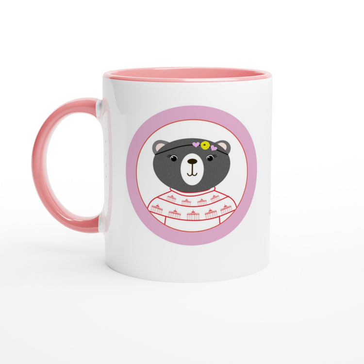 Berlin  Kleine Bärin Weiße Keramiktasse 11oz mit Farbe an der Innenseite