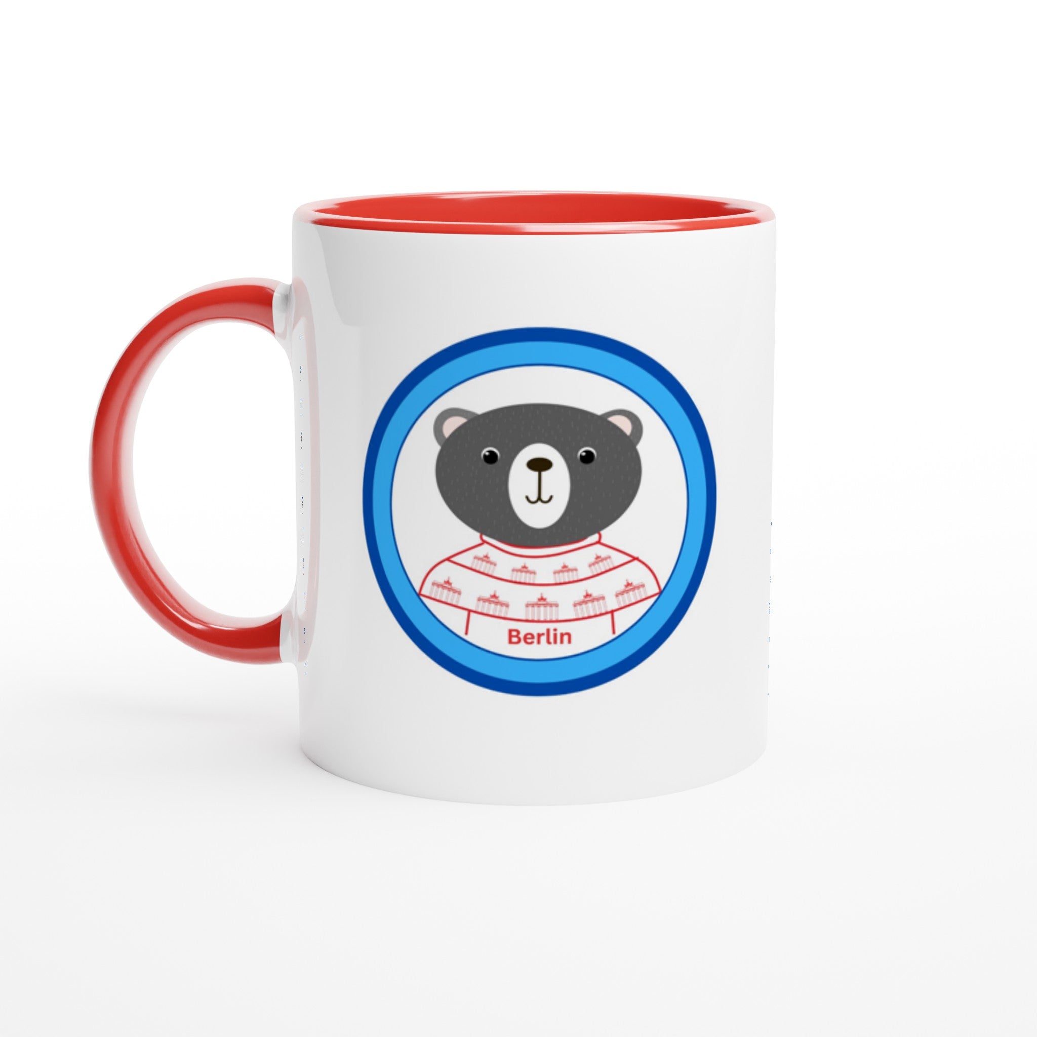 Berlin Kleiner Bär Weiße Keramiktasse 11oz mit Farbe an der Innenseite