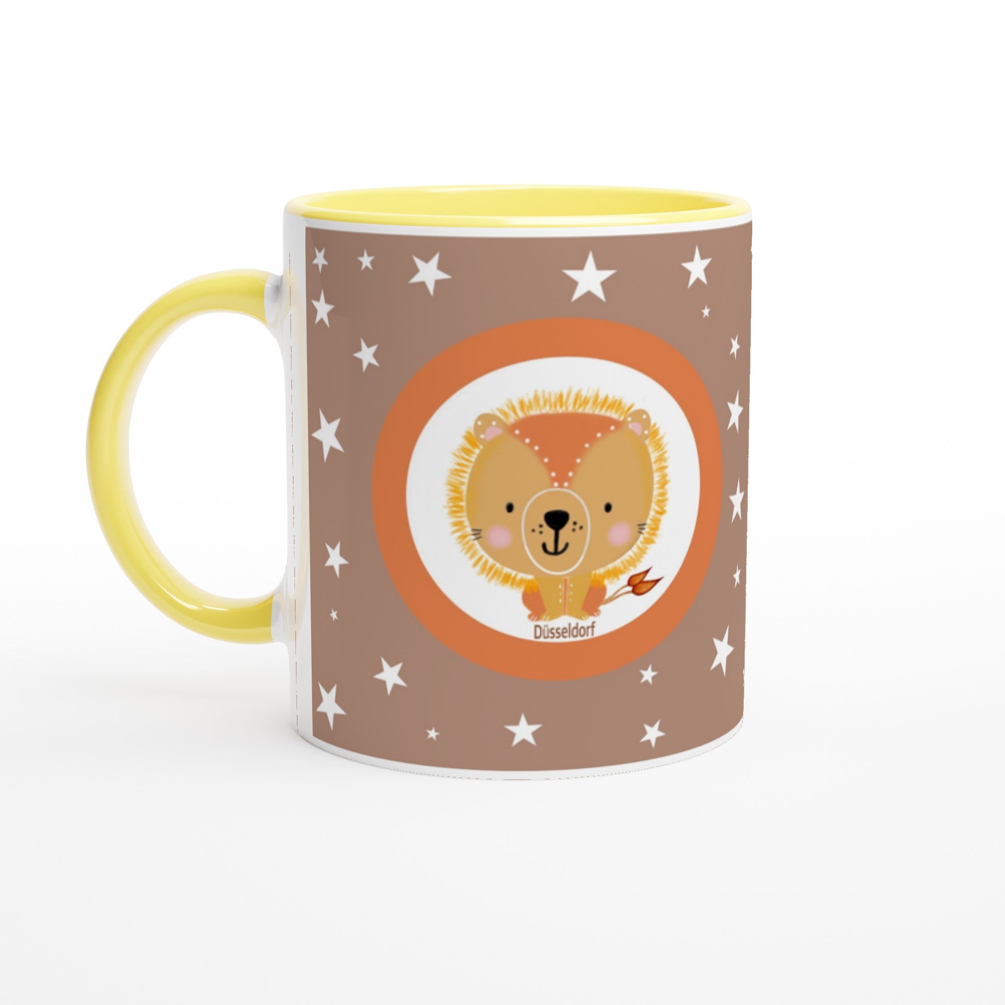 Düsseldorf „Kleiner Löwe“ Keramiktasse 11oz mit Farbe an der Innenseite