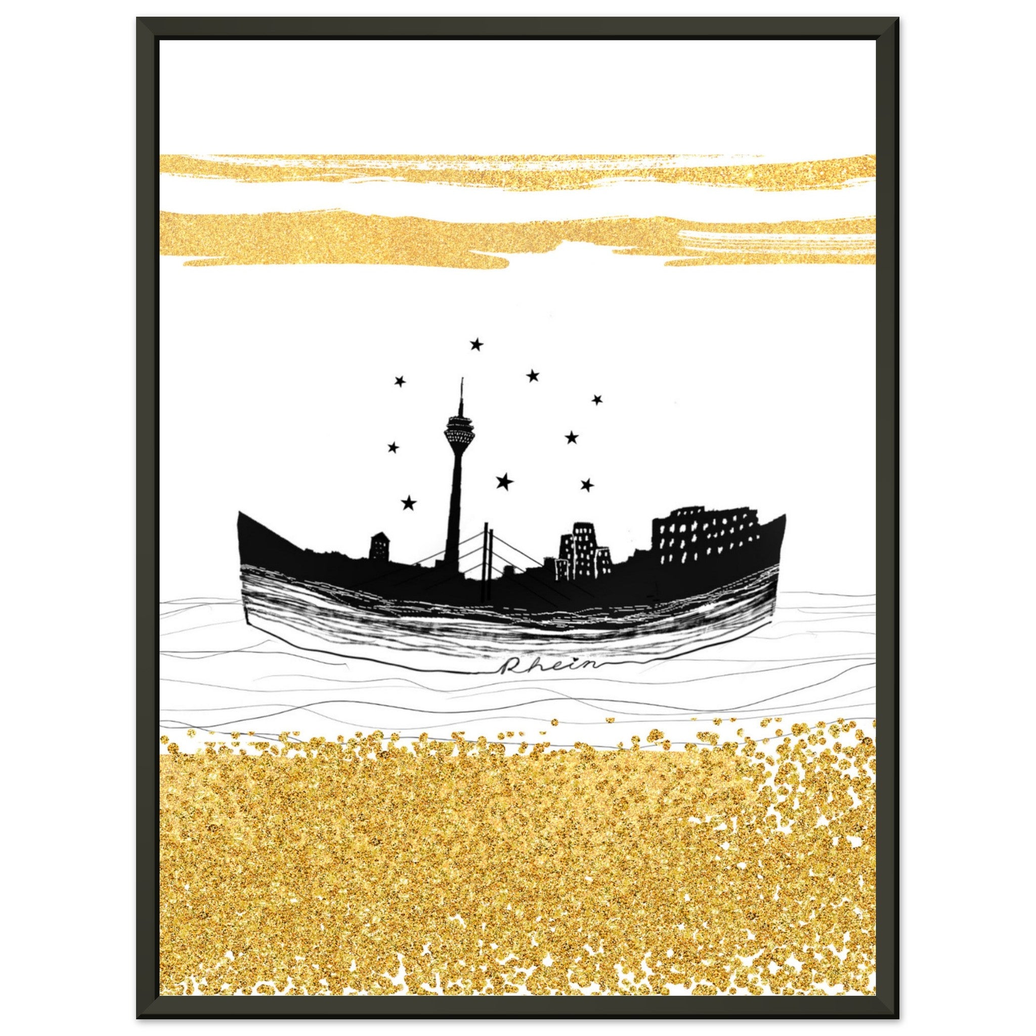 Düsseldorf Premium-Poster aus mattem Papier mit Metallrahmen