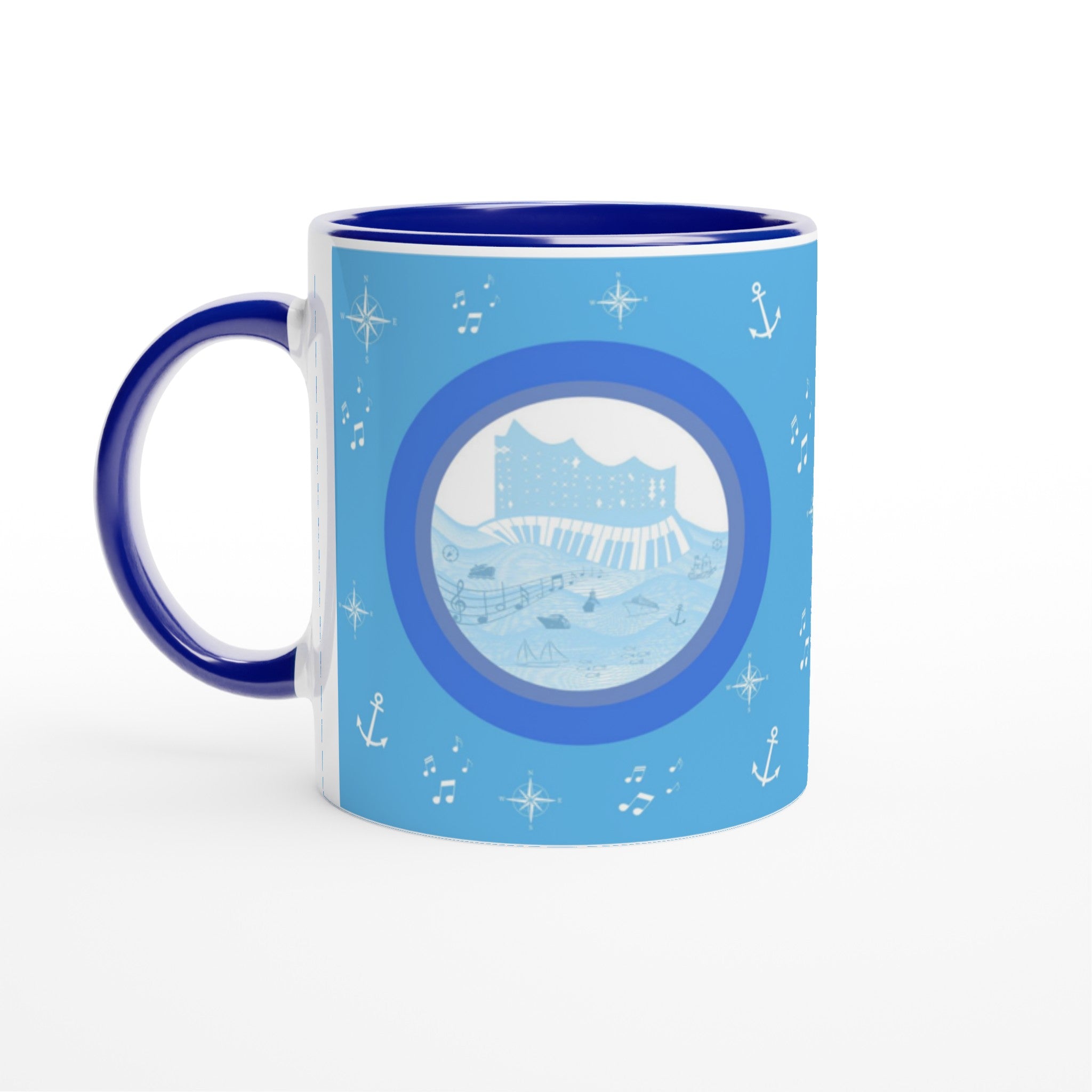 Elbphilharmonie Hamburg Weiße Keramiktasse 11oz mit Farbe an der Innenseite