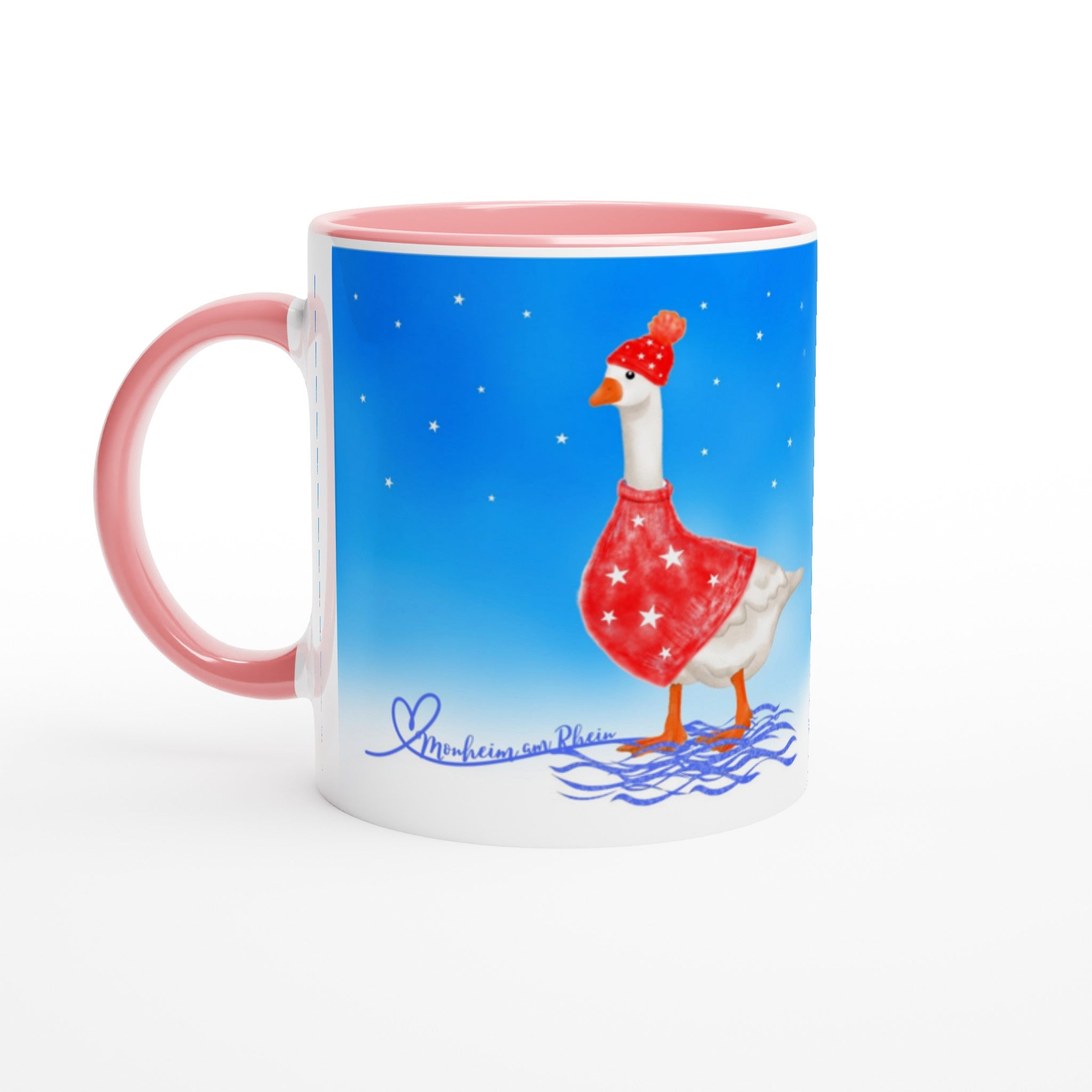 Weiße Keramiktasse 11oz mit Farbe an der Innenseite