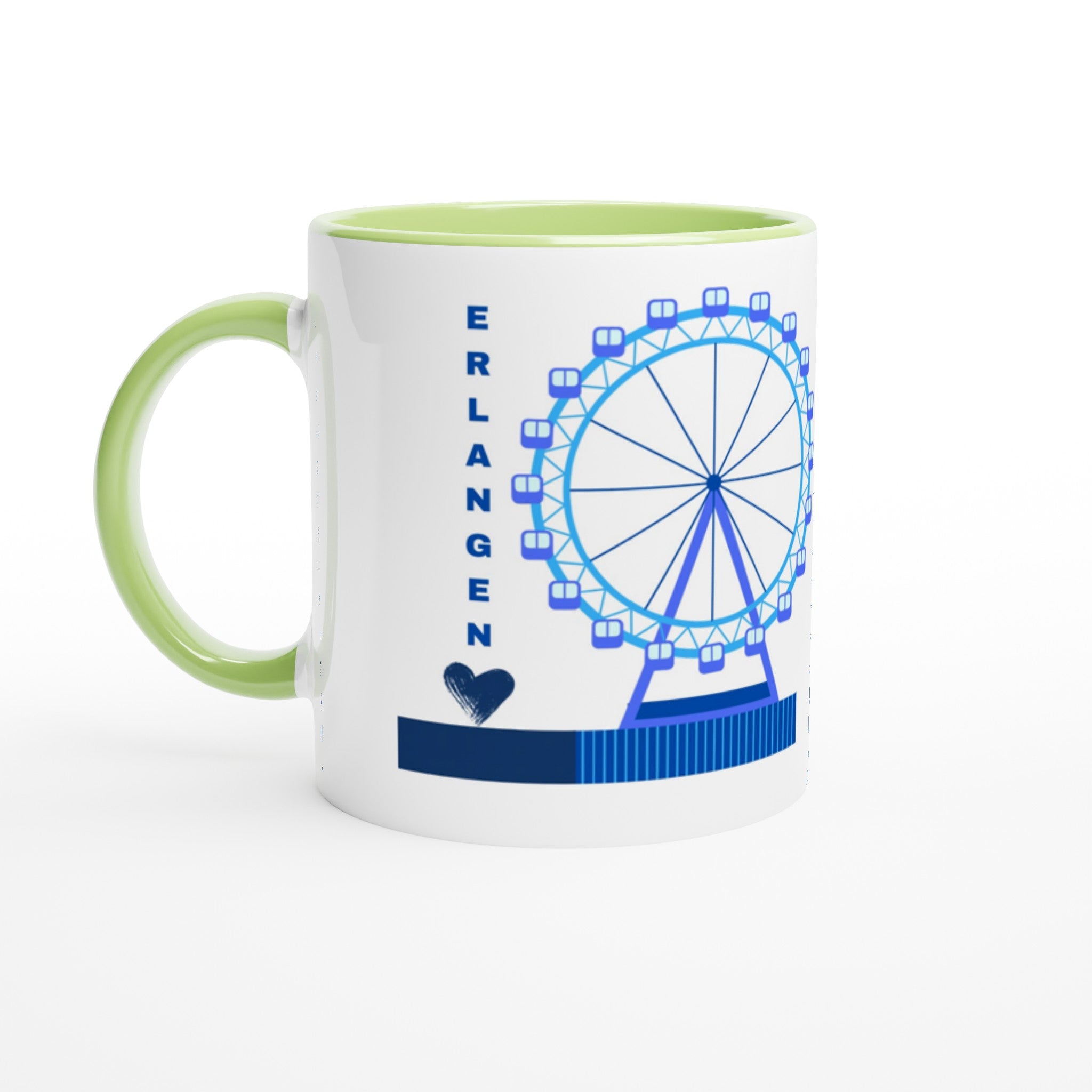 Erlangen Weiße Keramiktasse 11oz mit Farbe an der Innenseite