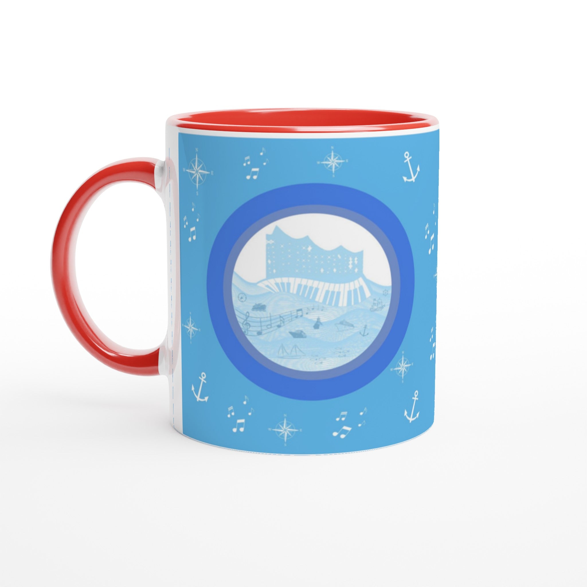 Elbphilharmonie Hamburg Weiße Keramiktasse 11oz mit Farbe an der Innenseite