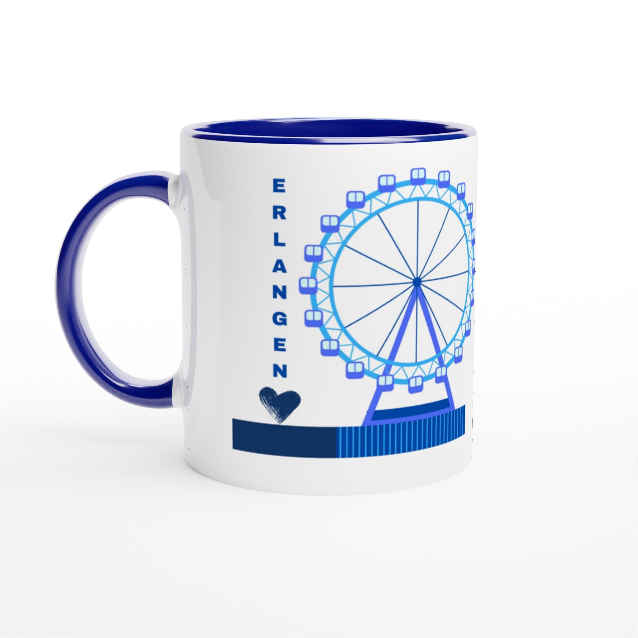 Erlangen Weiße Keramiktasse 11oz mit Farbe an der Innenseite