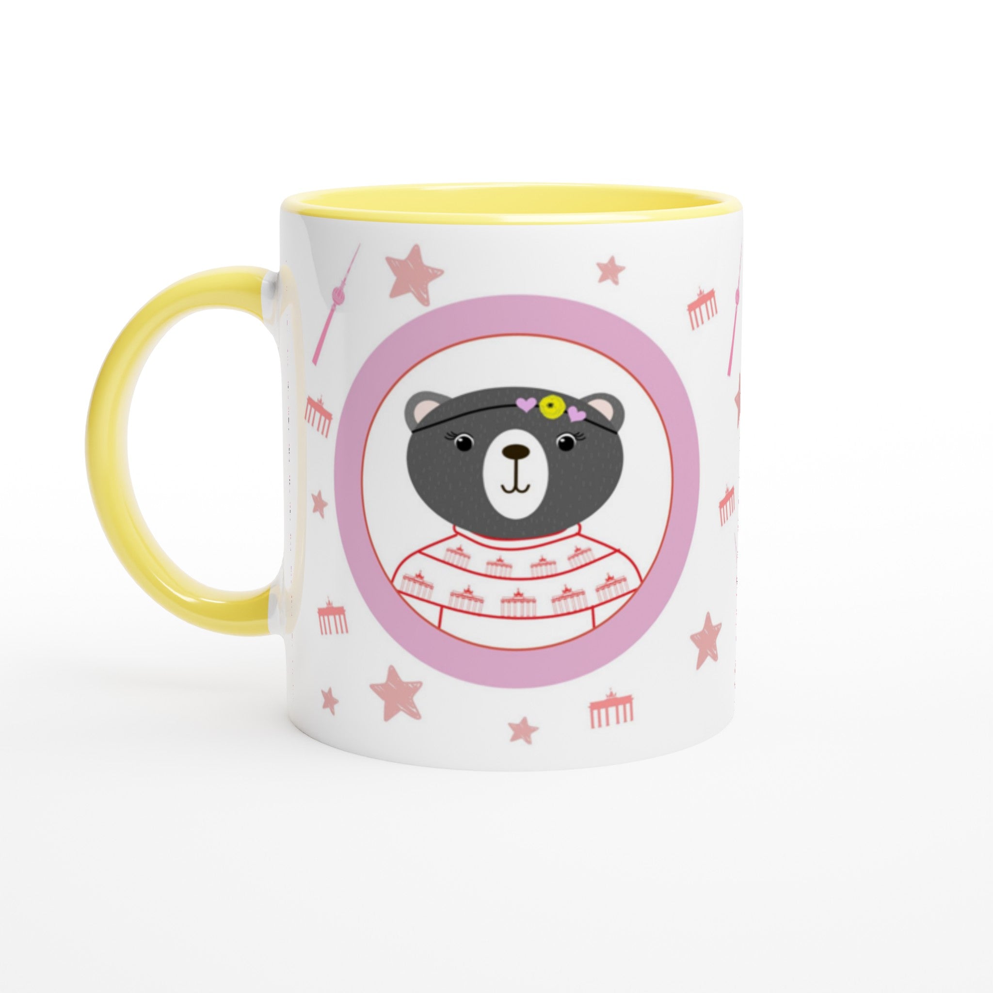 Berlin Kleine Bärin - Weiße Keramiktasse 11oz mit Farbe an der Innenseite