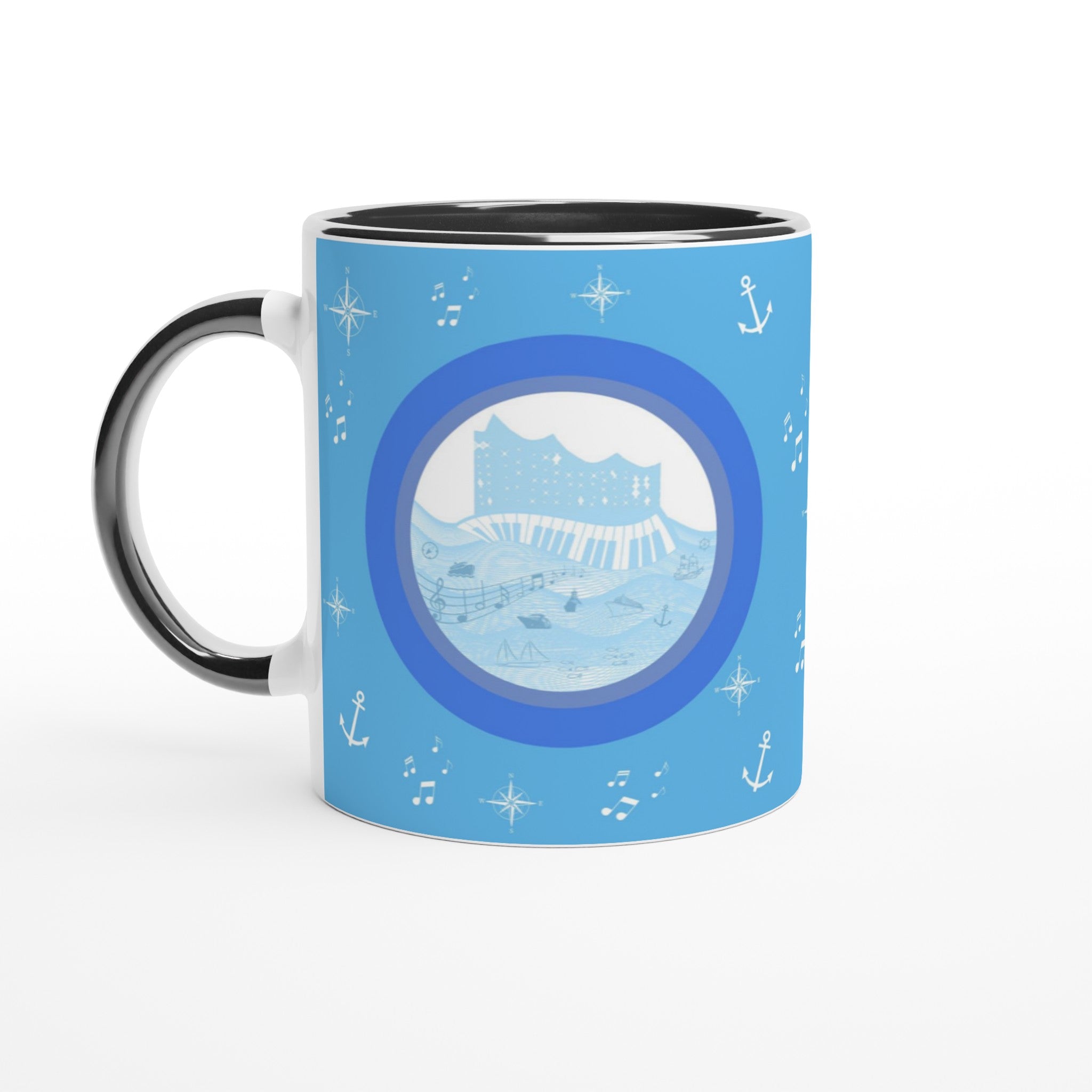 Elbphilharmonie Hamburg Weiße Keramiktasse 11oz mit Farbe an der Innenseite