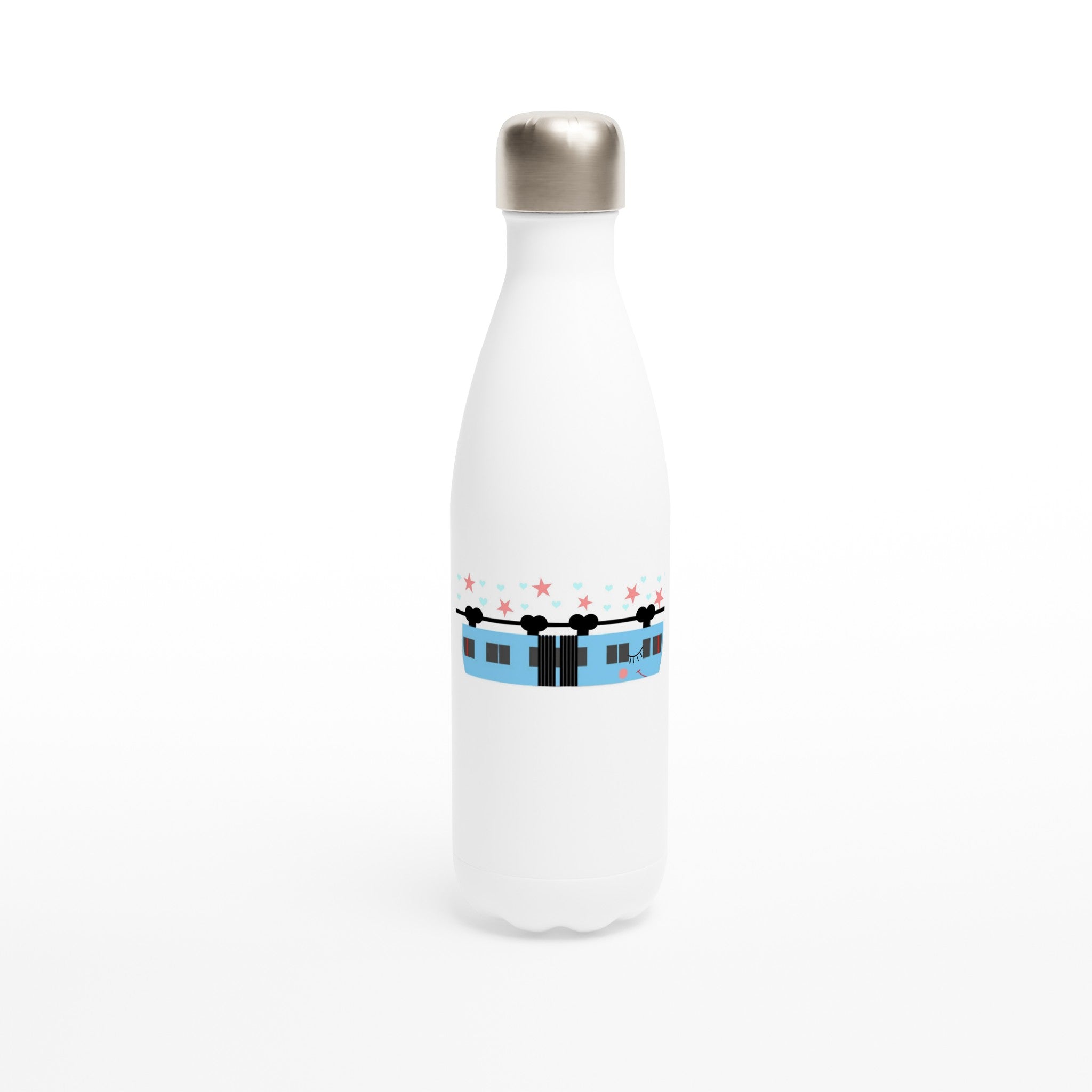 Schwebebahn-Sternchen blau Weiße Edelstahl-Wasserflasche (17oz)