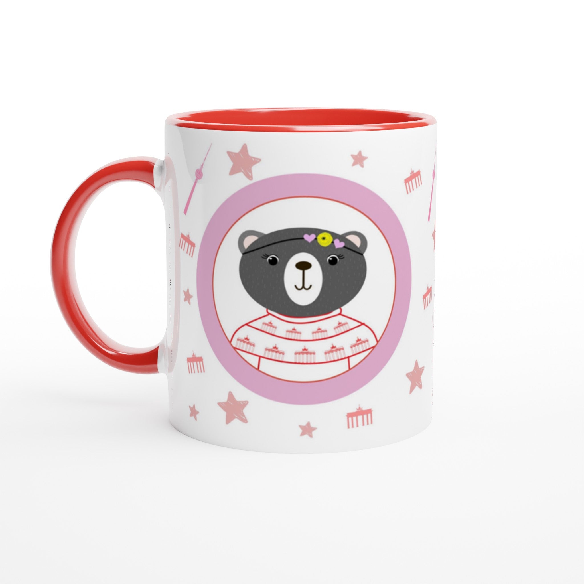 Berlin Kleine Bärin - Weiße Keramiktasse 11oz mit Farbe an der Innenseite