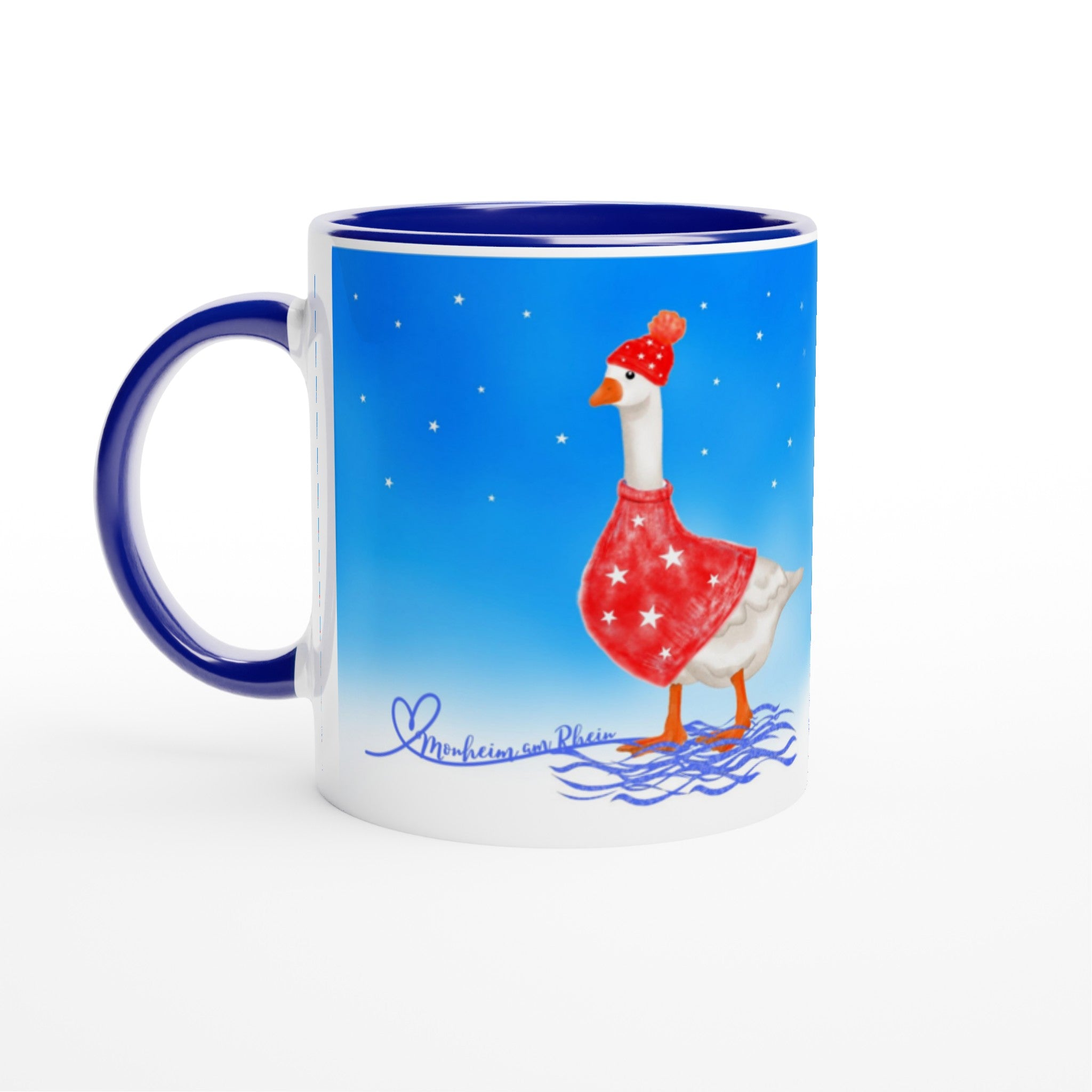 Weiße Keramiktasse 11oz mit Farbe an der Innenseite