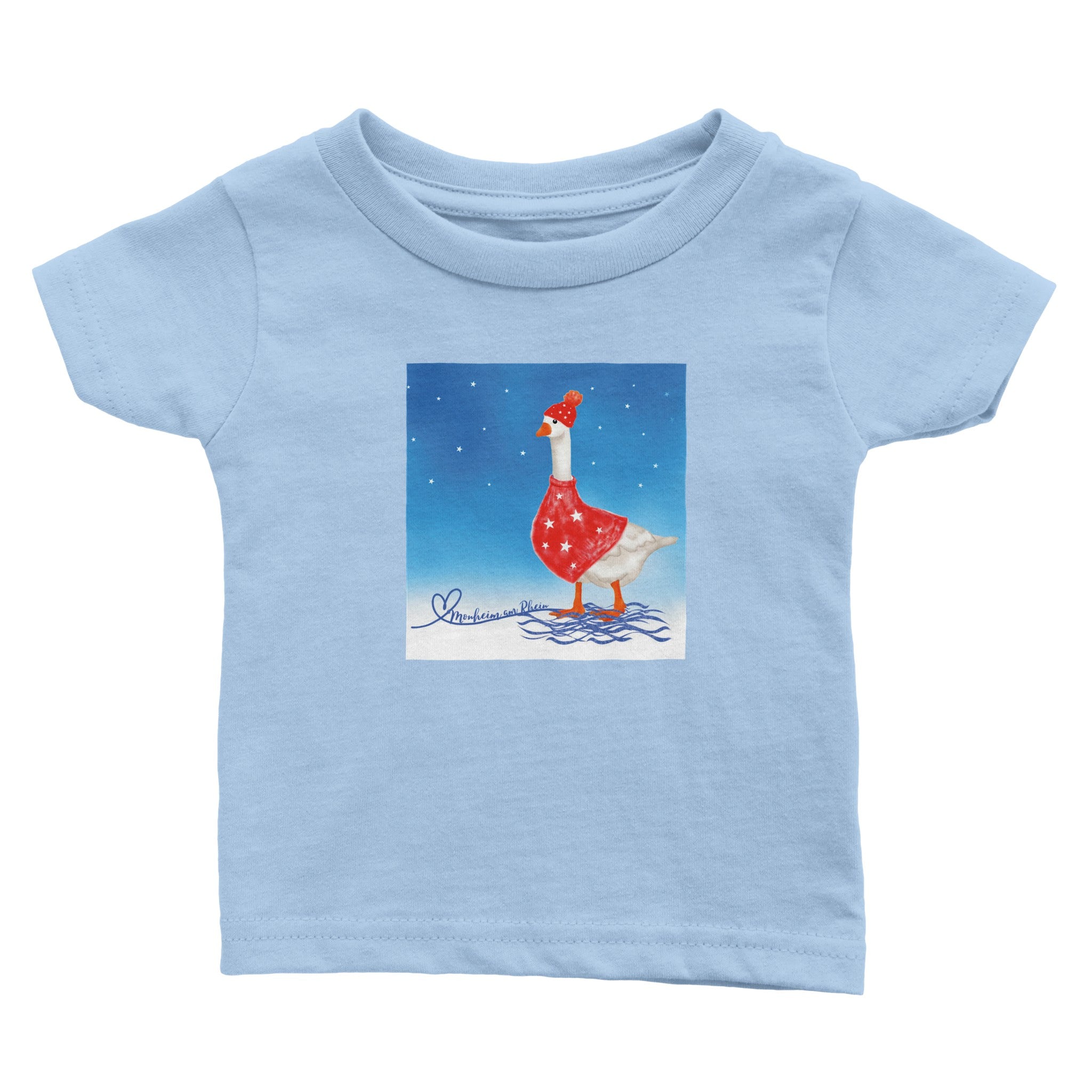 Monheim am Rhein „Gans“ - Weiße Edelstahl-Wasserflasche (17oz) - Klassisches Baby-T-Shirt mit Rundhalsausschnitt