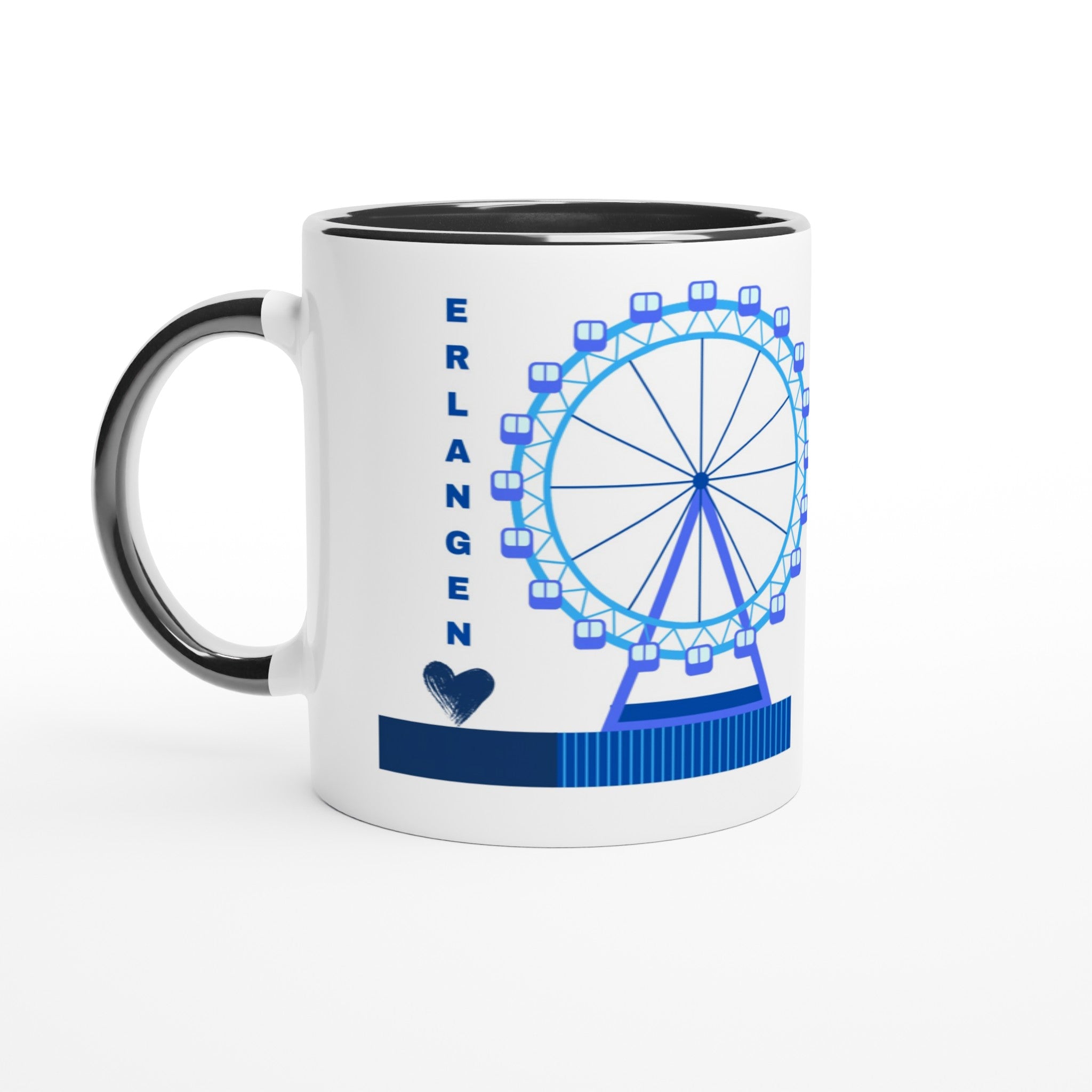 Erlangen Weiße Keramiktasse 11oz mit Farbe an der Innenseite