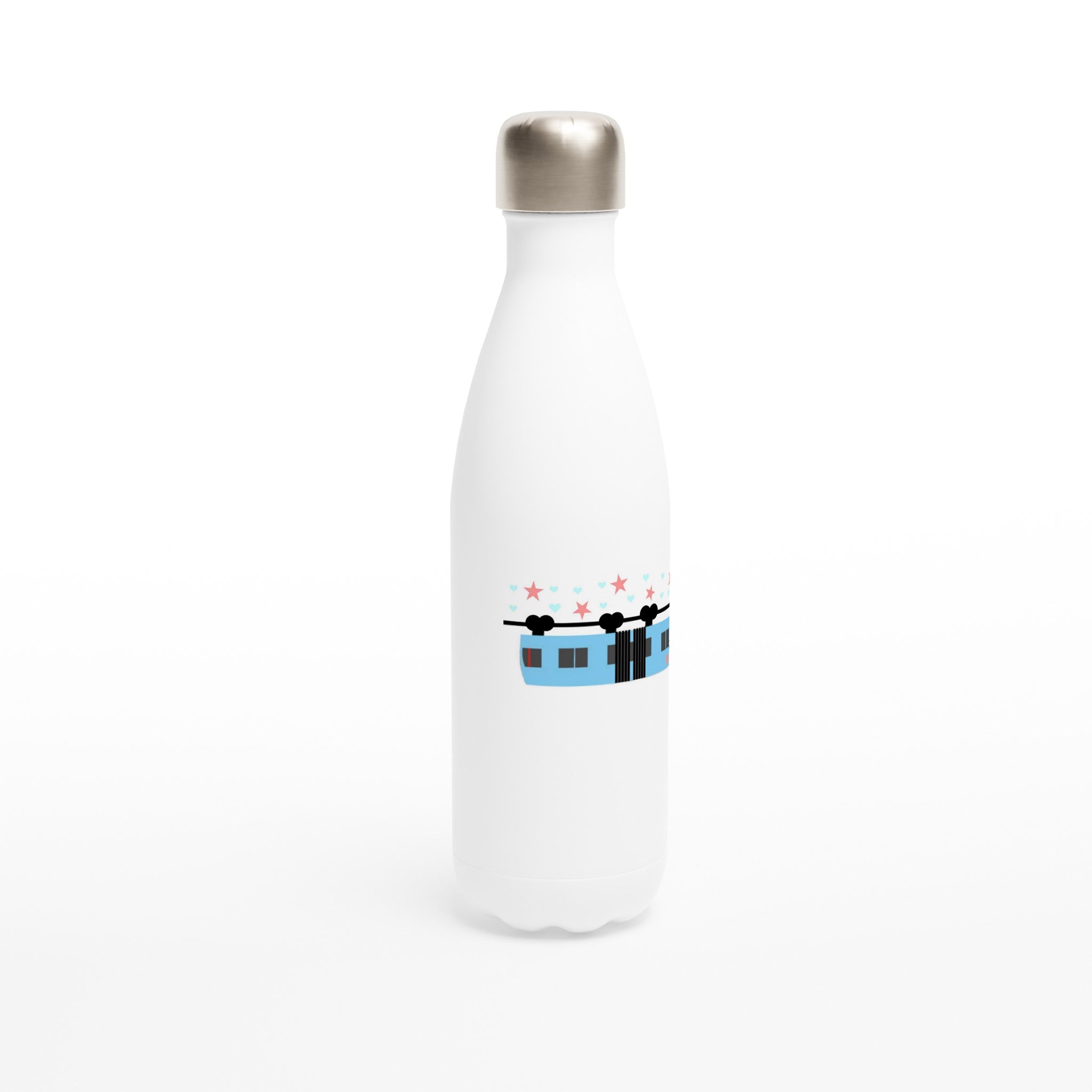 Schwebebahn-Sternchen blau Weiße Edelstahl-Wasserflasche (17oz)