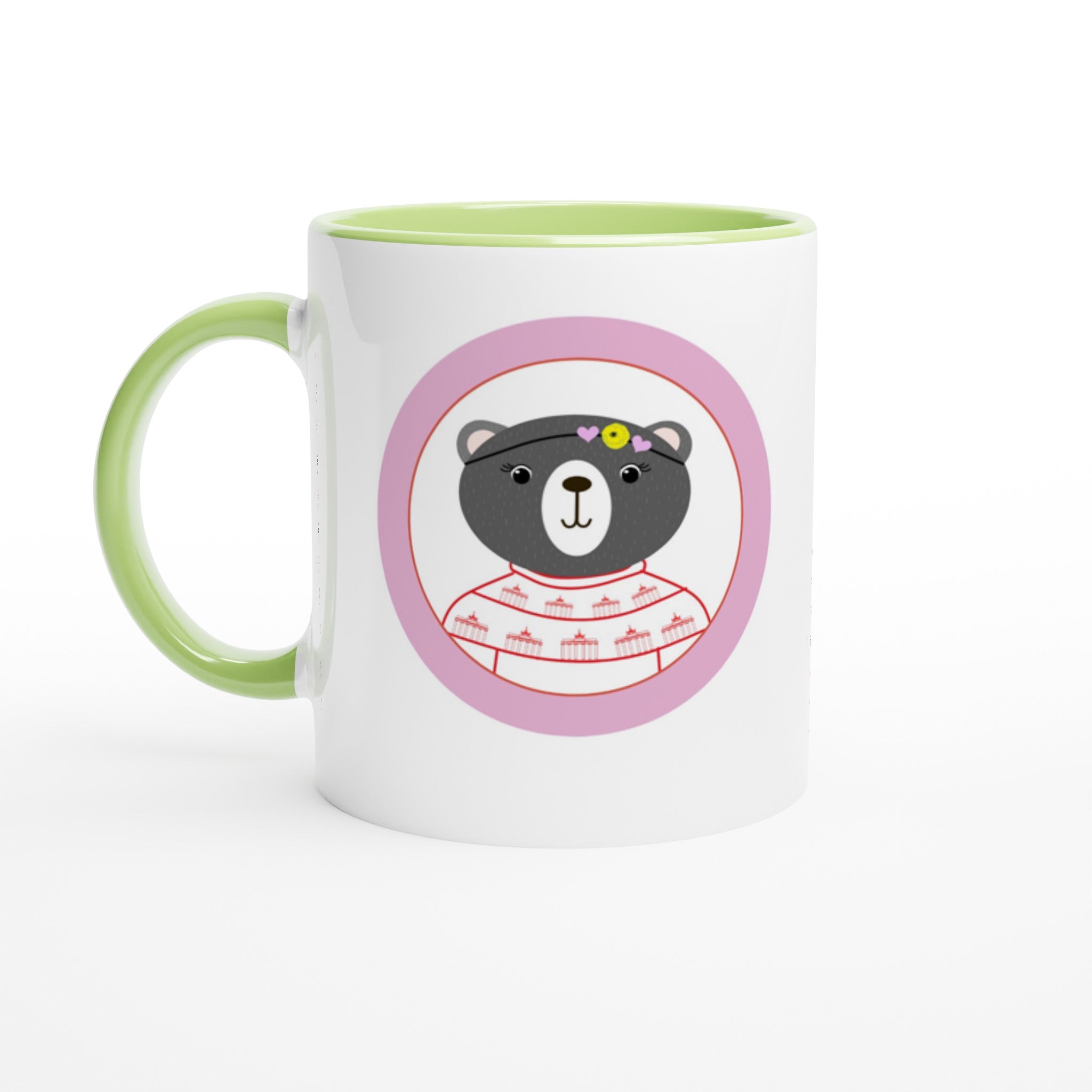 Berlin  Kleine Bärin Weiße Keramiktasse 11oz mit Farbe an der Innenseite