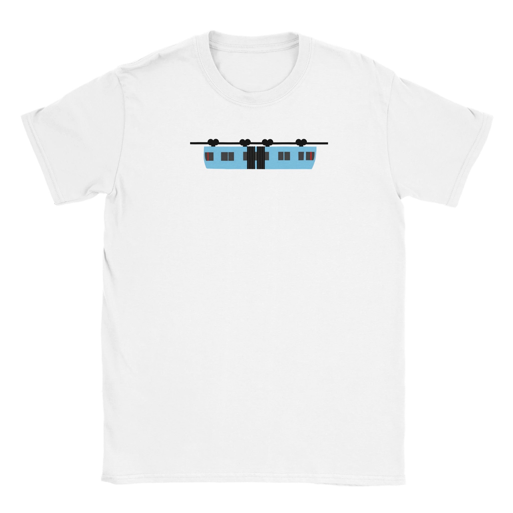 Blaue Schwebebahn Klassisches Kinder-T-Shirt mit Rundhalsausschnitt
