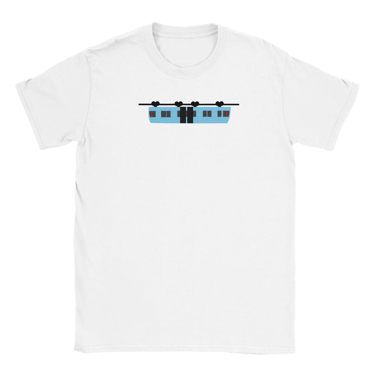 Blaue Schwebebahn Klassisches Kinder-T-Shirt mit Rundhalsausschnitt