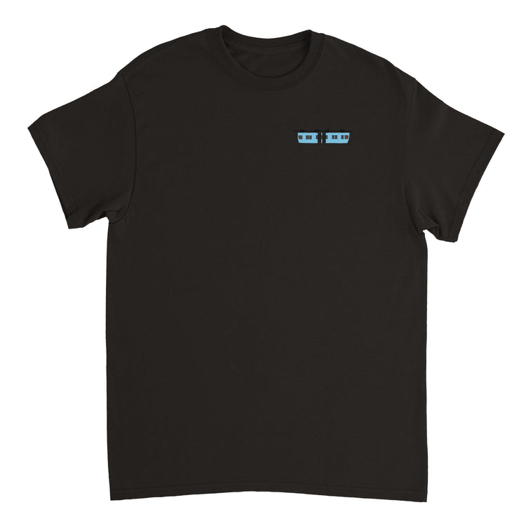 Blaue Schwebebahn Schweres Unisex T-Shirt mit Rundhalsausschnitt