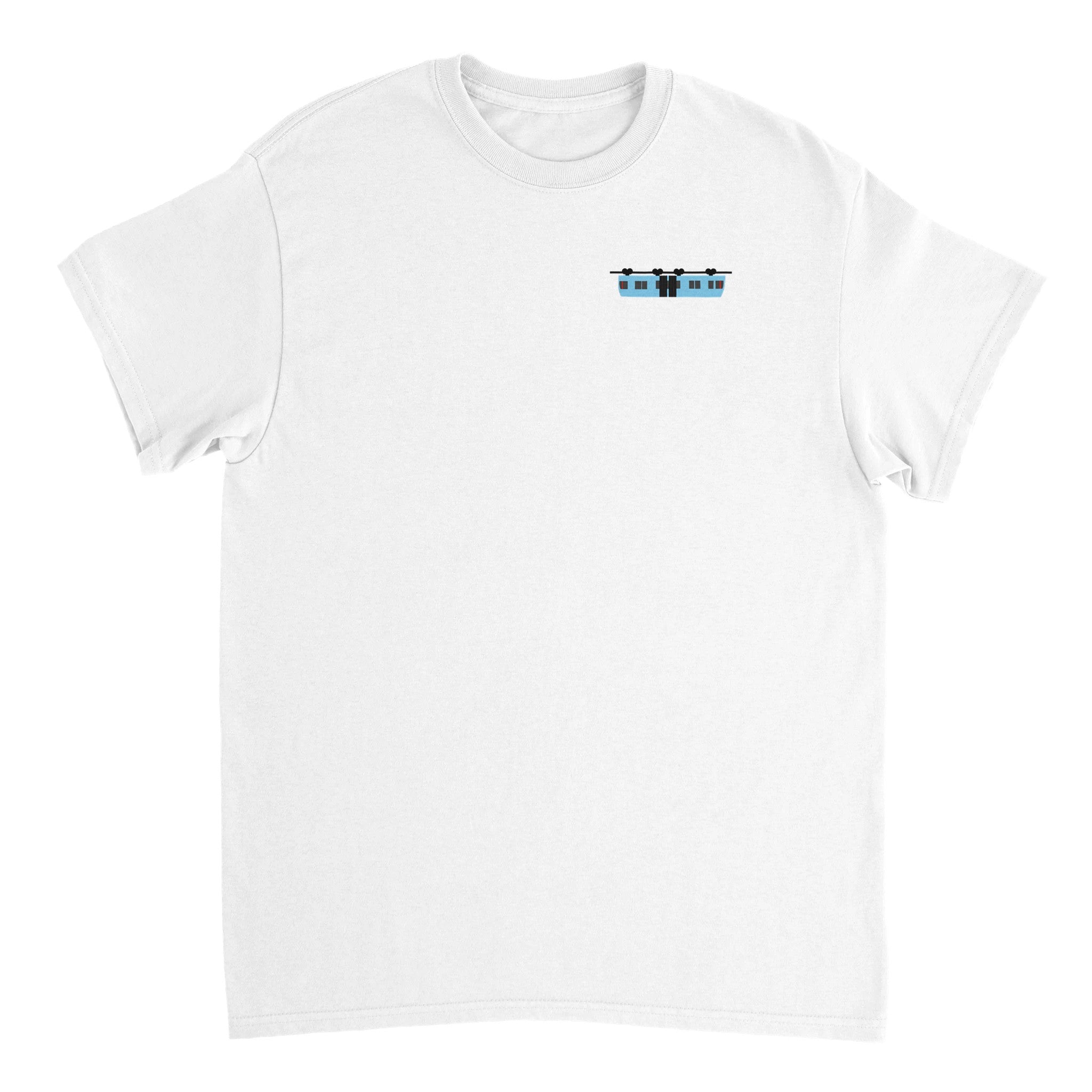 Blaue Schwebebahn Schweres Unisex T-Shirt mit Rundhalsausschnitt