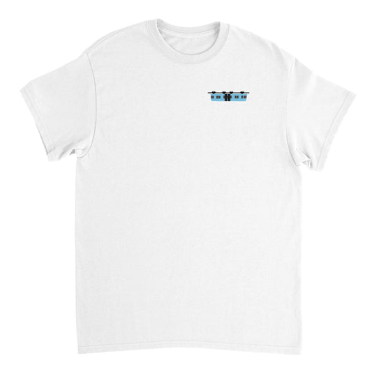 Blaue Schwebebahn Schweres Unisex T-Shirt mit Rundhalsausschnitt