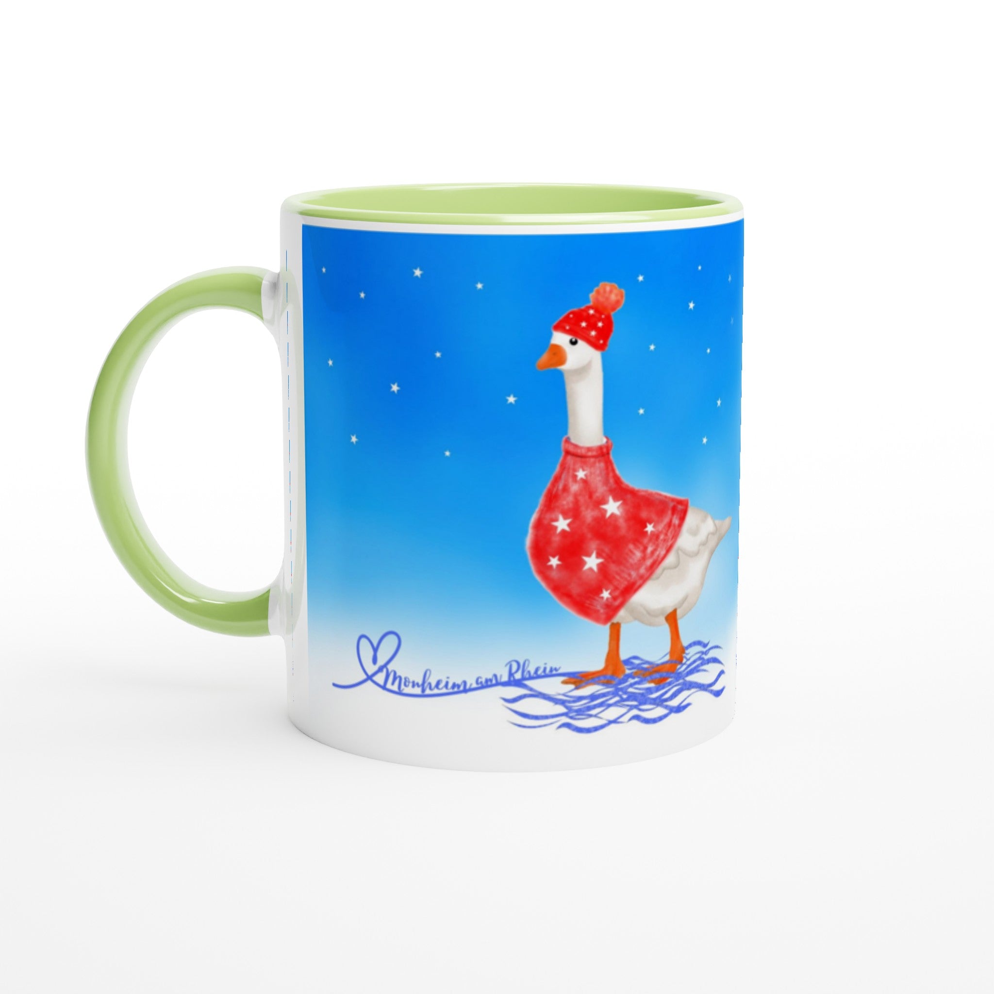 Weiße Keramiktasse 11oz mit Farbe an der Innenseite