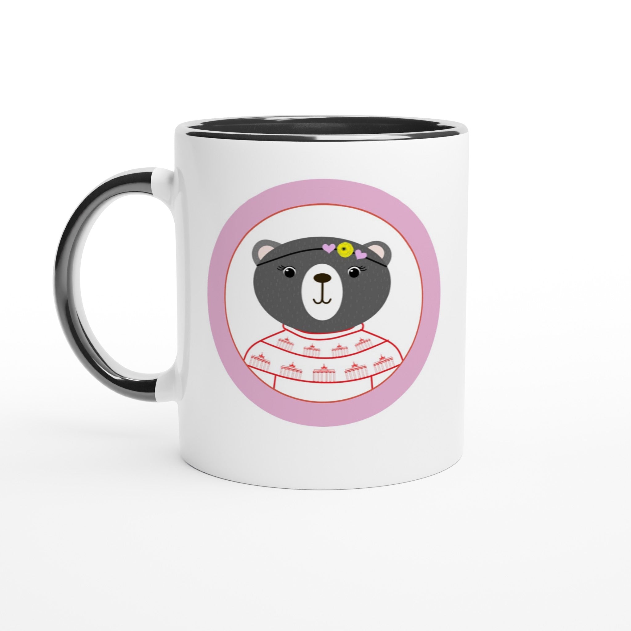 Berlin  Kleine Bärin Weiße Keramiktasse 11oz mit Farbe an der Innenseite