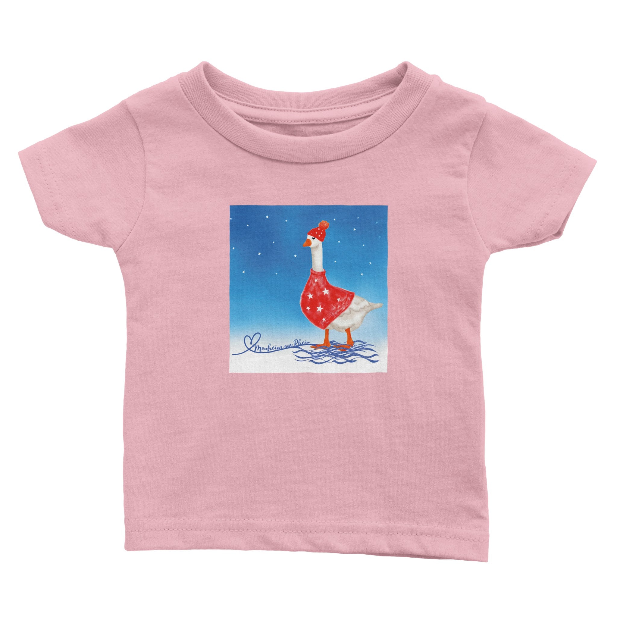 Monheim am Rhein „Gans“ - Weiße Edelstahl-Wasserflasche (17oz) - Klassisches Baby-T-Shirt mit Rundhalsausschnitt