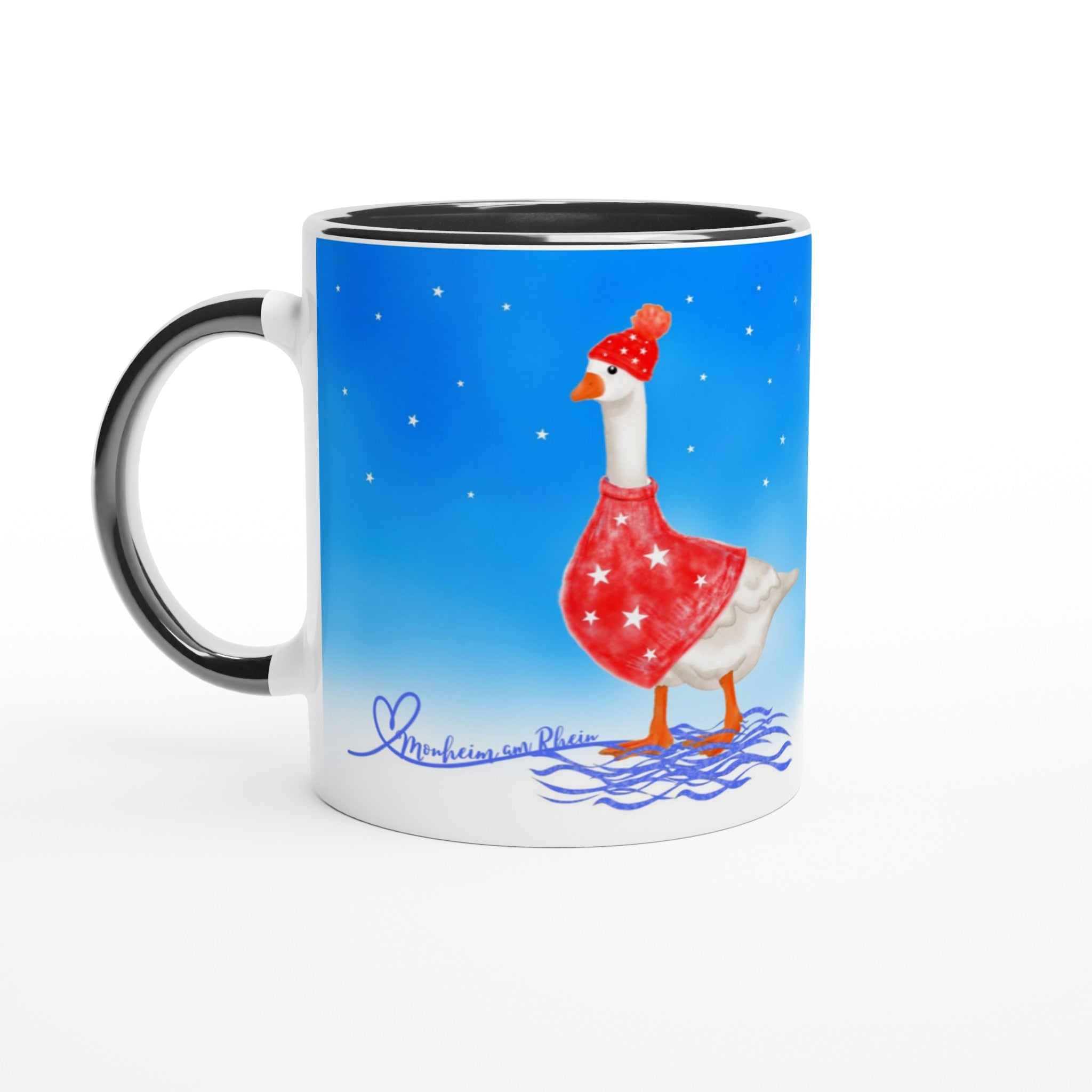 Weiße Keramiktasse 11oz mit Farbe an der Innenseite